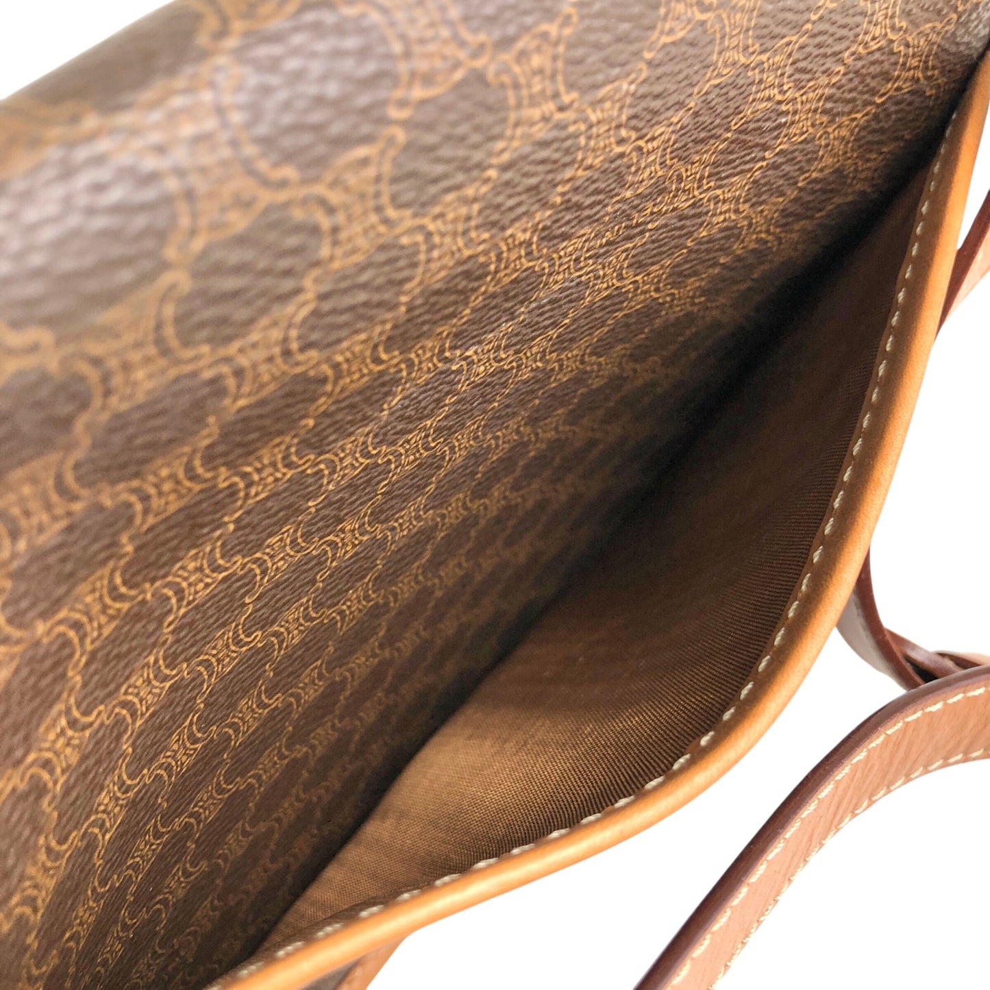 CELINE Macadam Front Buckle Shoulder bag Brown Vintage r3ukfi