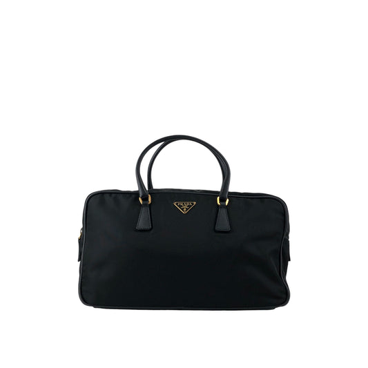 PRADA Tessuto Triangle Logo Small Boston bag Handbag Black BL0088 Vintage yaijvh