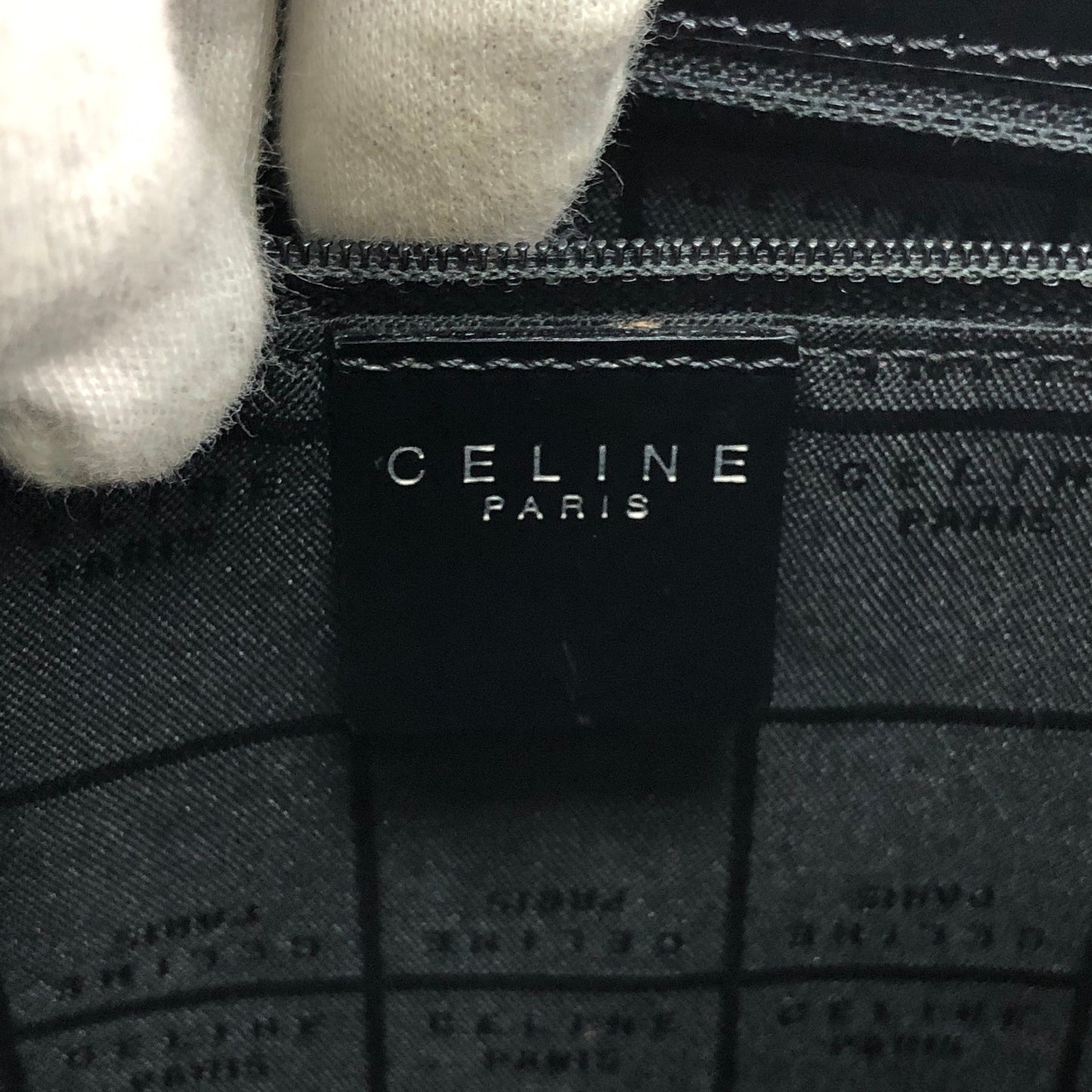 CELINE Circle Logo Handbag Black Vintage unm36f