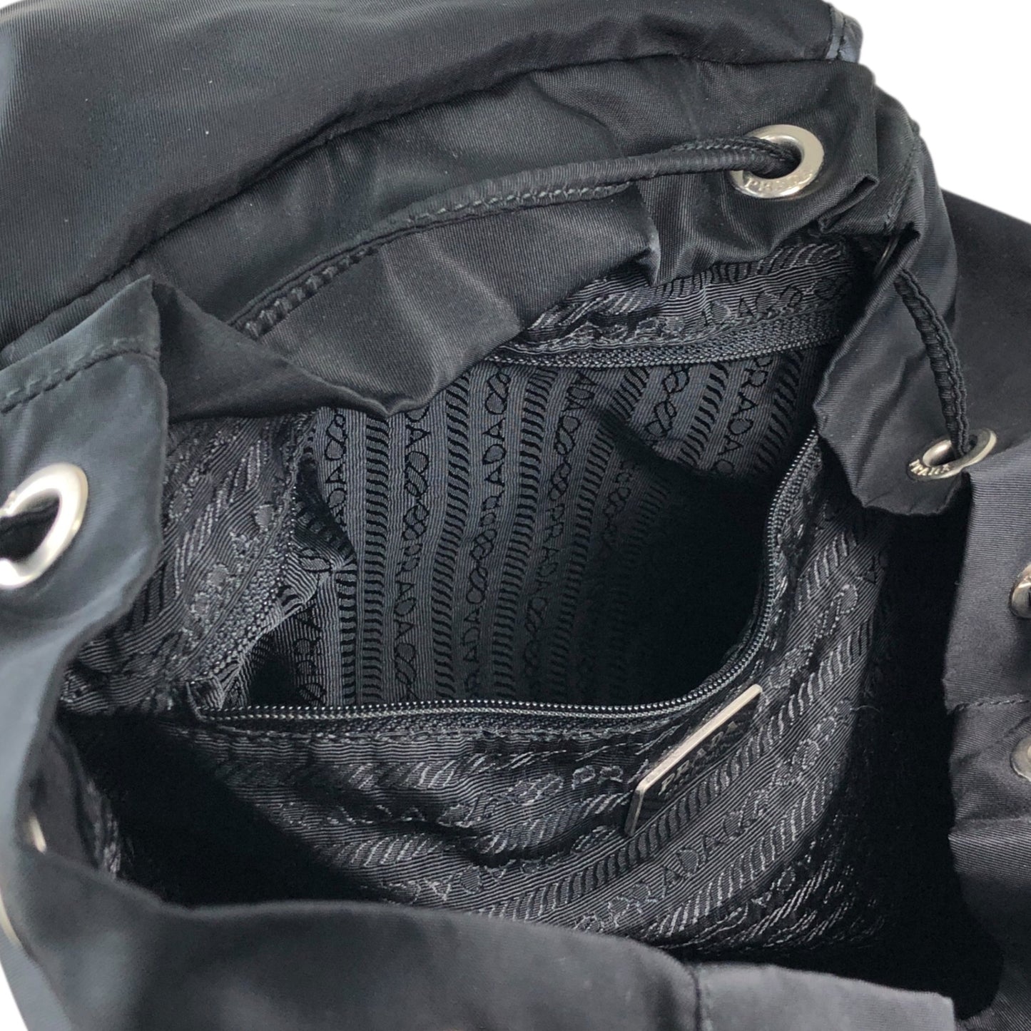 PRADA Tessuto Triangle Logo Backpack Black Vintage rj533h