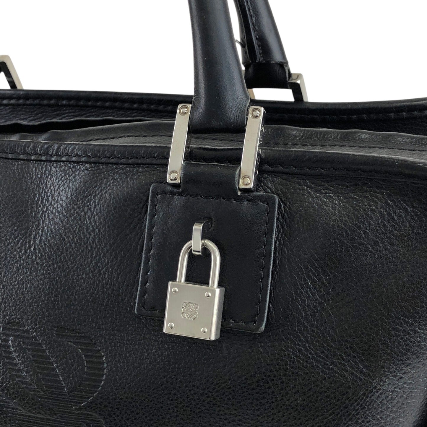 LOEWE Amazona28 Anagram Handbag Boston bag Black Vintage z3tif8