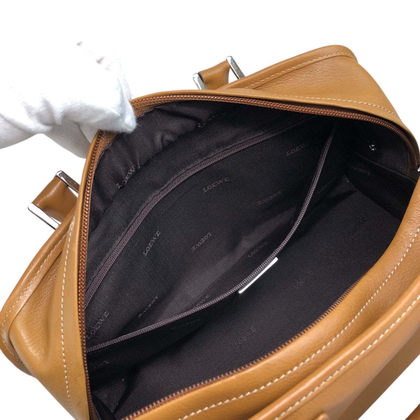 LOEWE Amazona28 Anagram Small Boston bag Handbag Brown Vintage gb6dbp