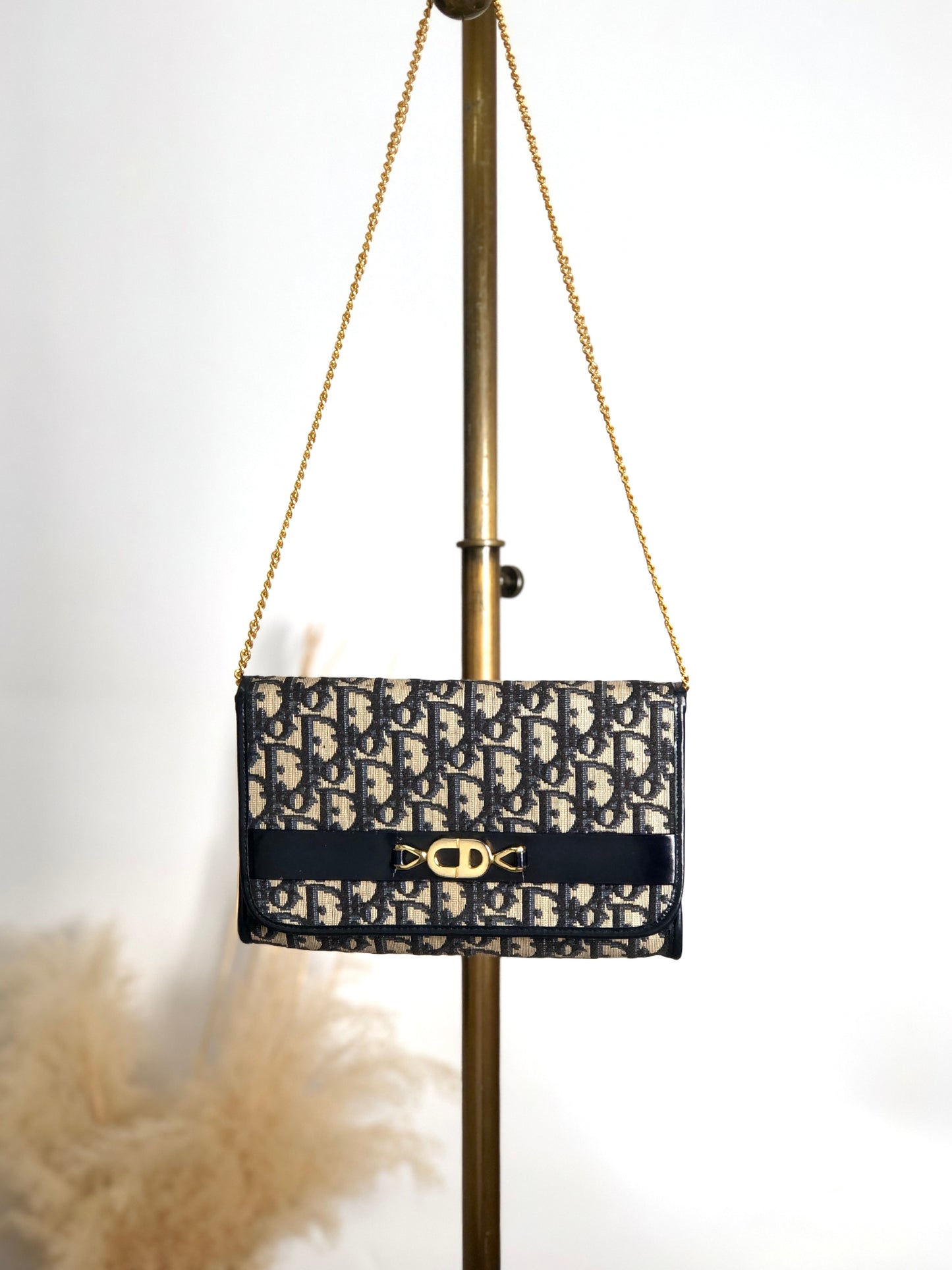 Christian Dior Trotter Chain Shoulder bag Navy Vintage rphic5