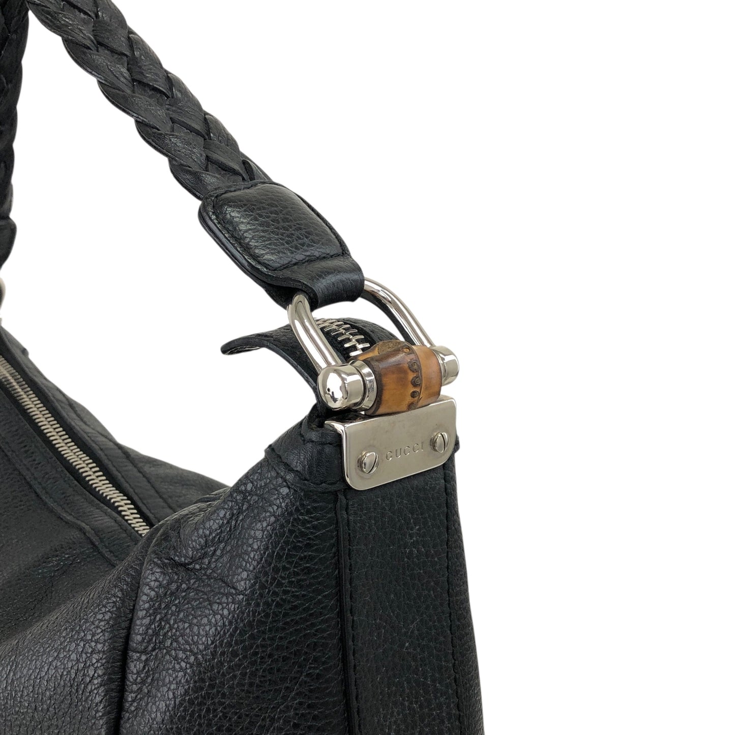 GUCCI Bamboo Shoulder bag Black Vintage a4vpvh