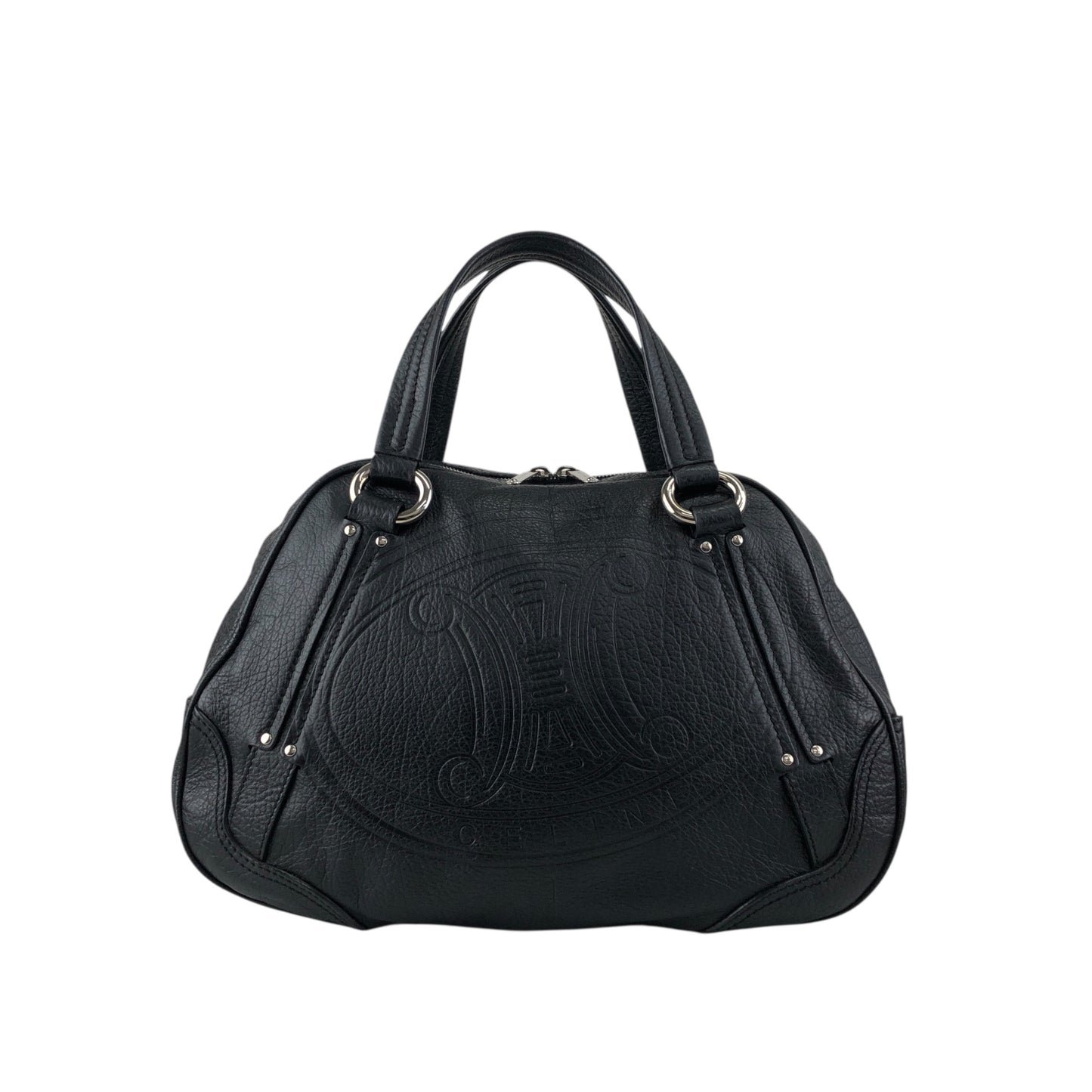 CELINE Blason Small Boston bag Handbag Black Vintage 2bg7ri