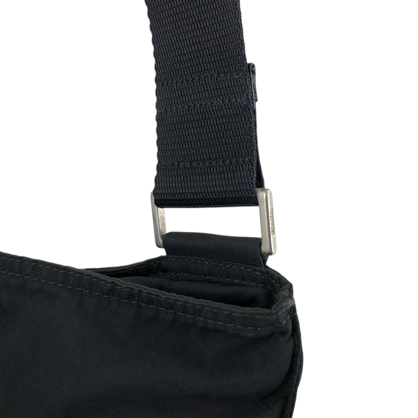 PRADA Tessuto Triangle Logo Shoulder bag Black Vintage cgen7x