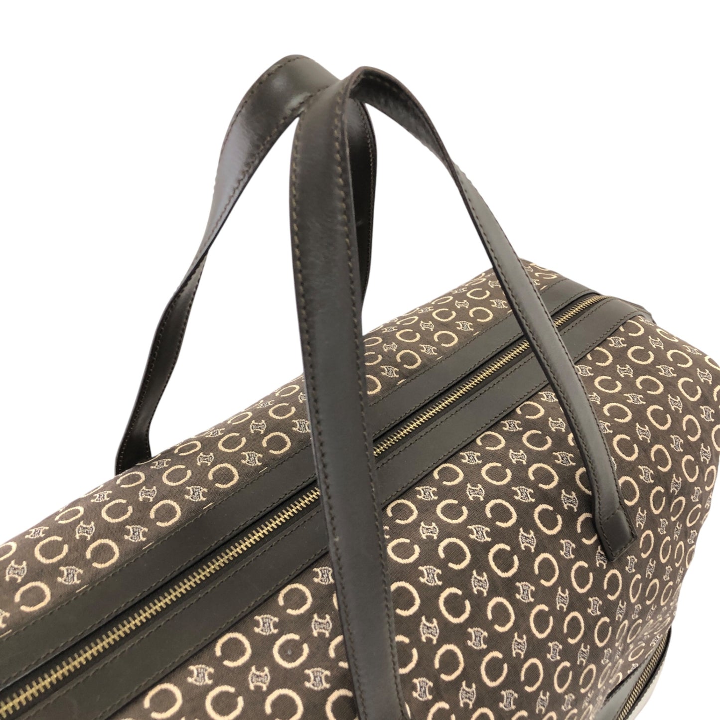 CELINE Macadam Handbag Boston bag Brown Vintage 7kve88