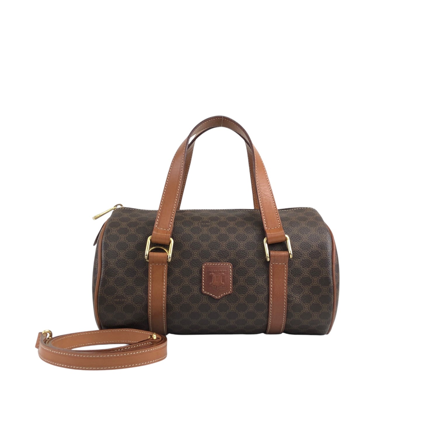 CELINE Macadam Blason Two-way Handbag Shoulder bag Brown Vintage tj3xfx