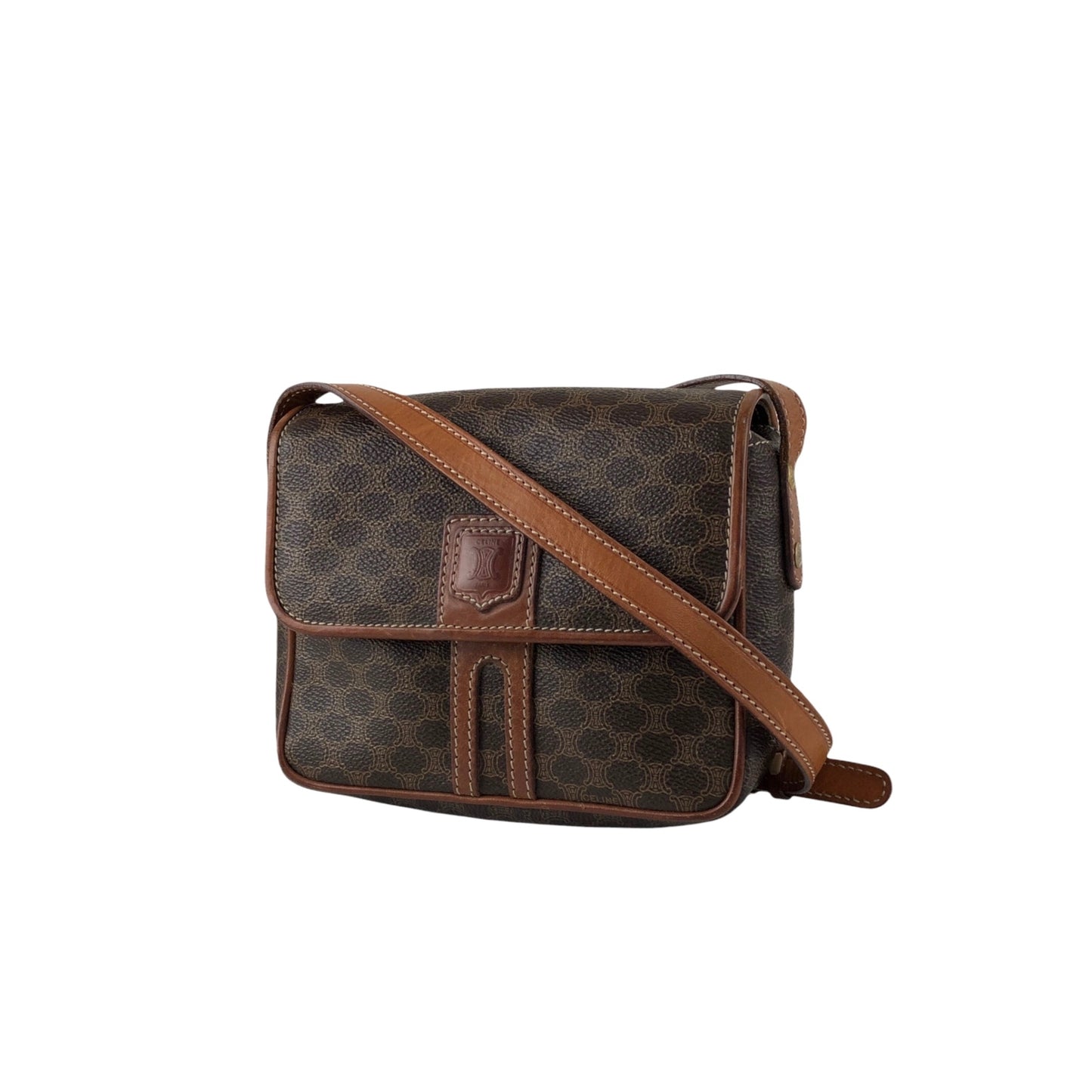 CELINE Macadam Blason Shoulder bag Brown Vintage y3mg84