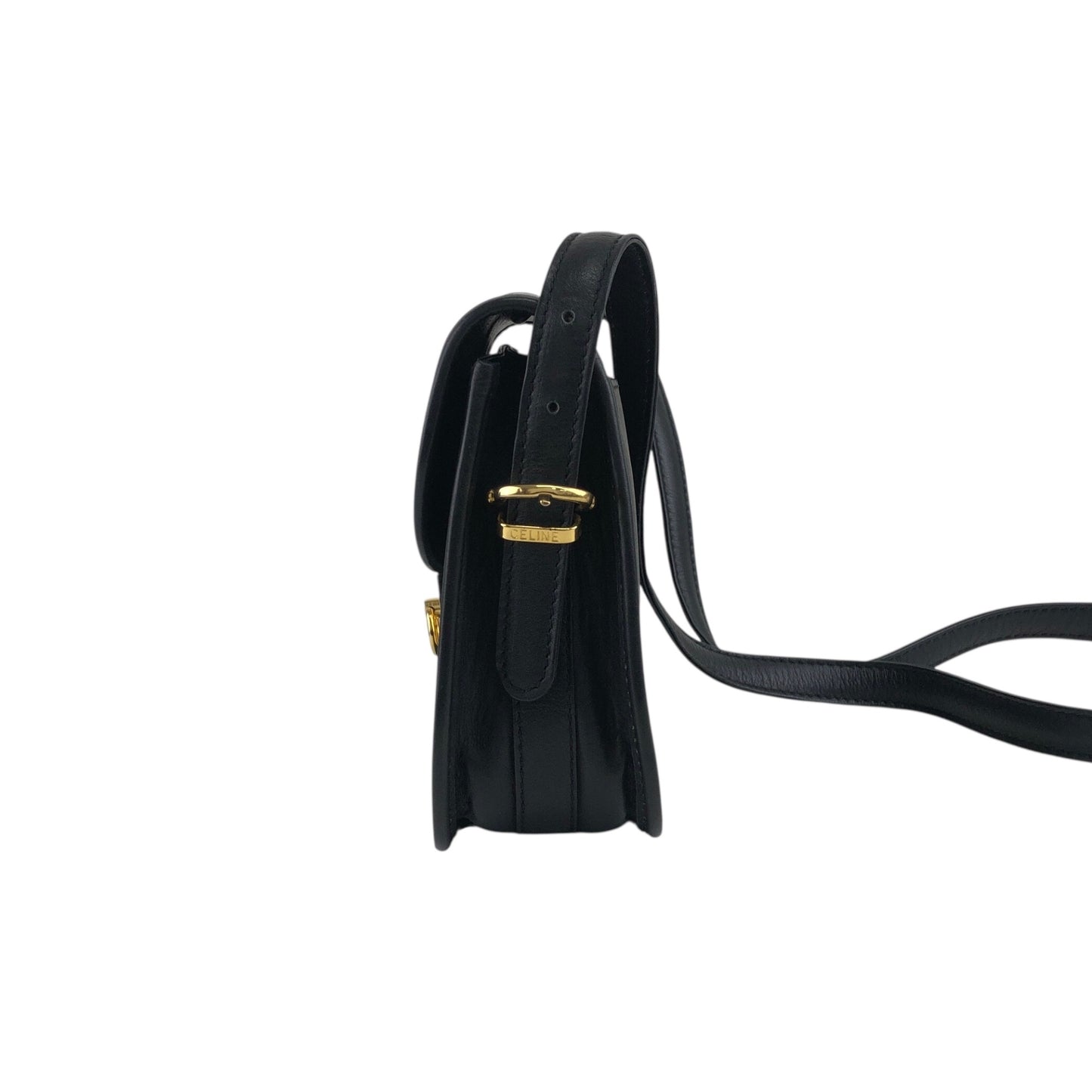 CELINE Gancini Crossbody Shoulder bag Black Vintage pdxcg6