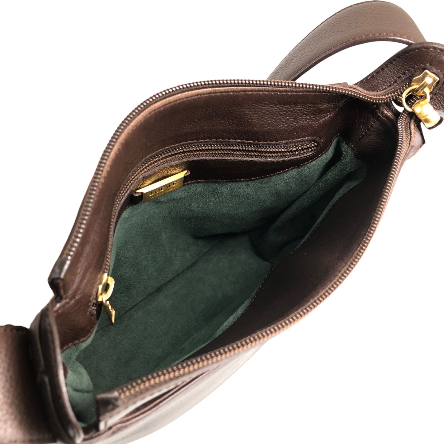 LOEWE Logo Embossed Shoulder bag Brown Vintage u3fpkx