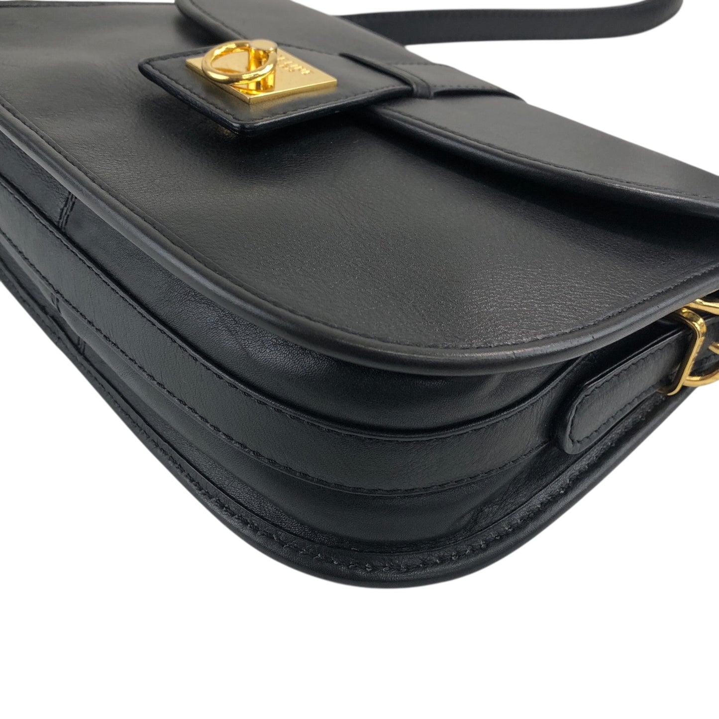 CELINE Gancini Crossbody Shoulder bag Black Vintage pdxcg6
