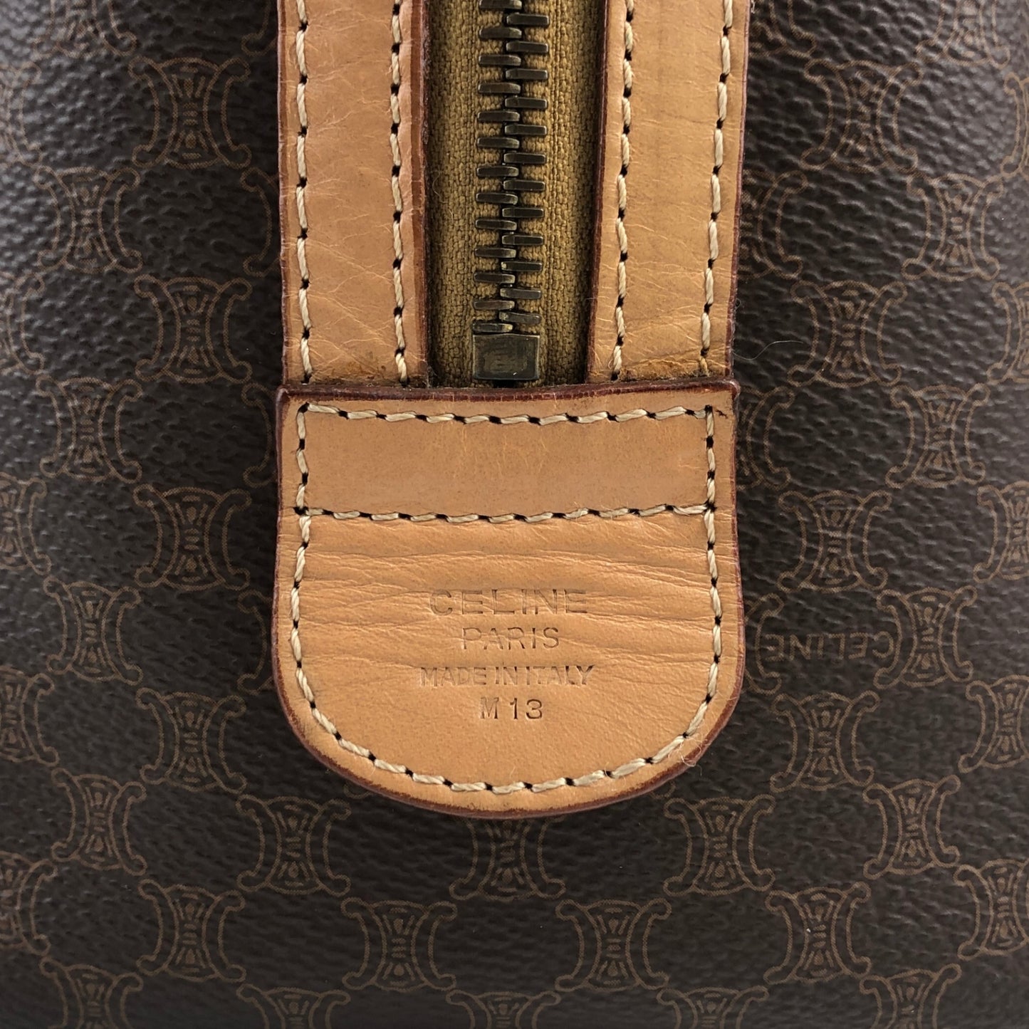 CELINE Macadam Blason Two-way Boston bag Brown Vintage hhykvt
