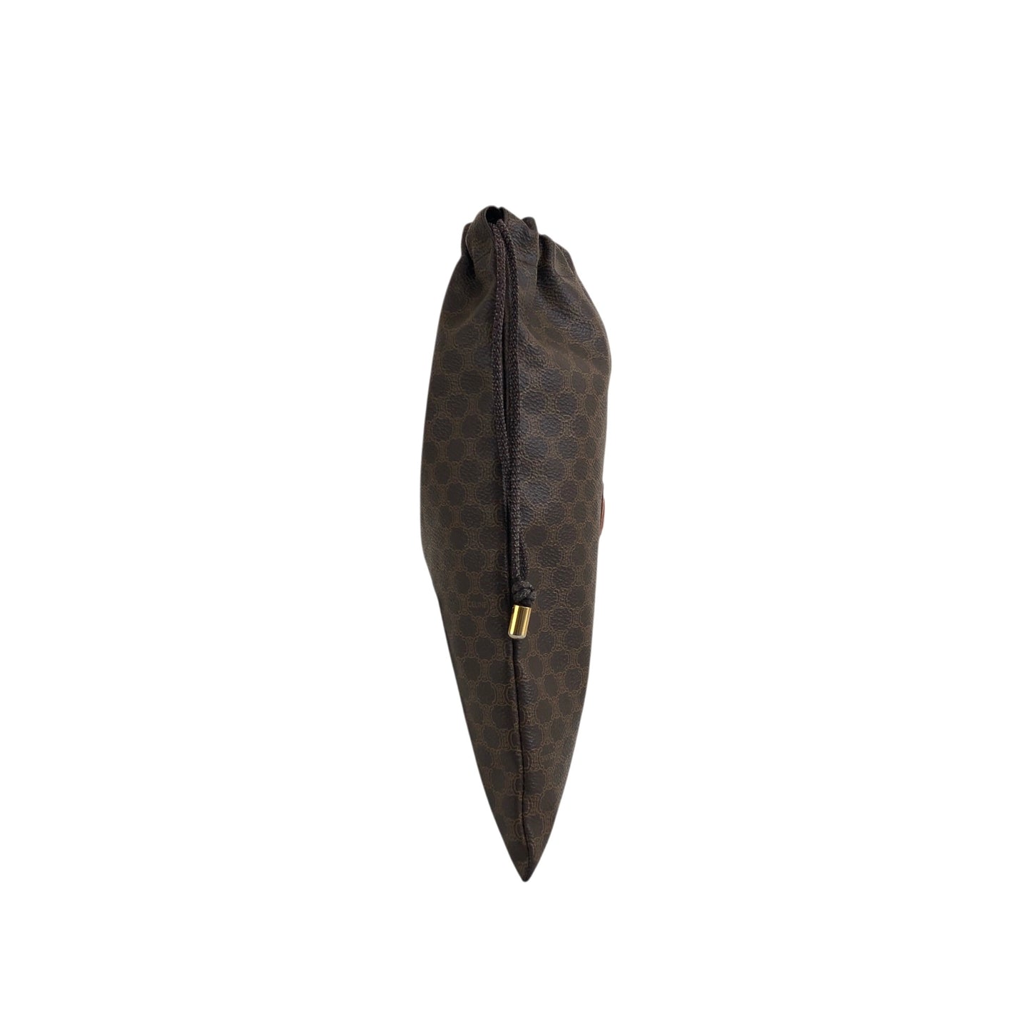 CELINE Macadam Blason Drawstring Small Handbag Pouch Brown Vintage 6ve7d6
