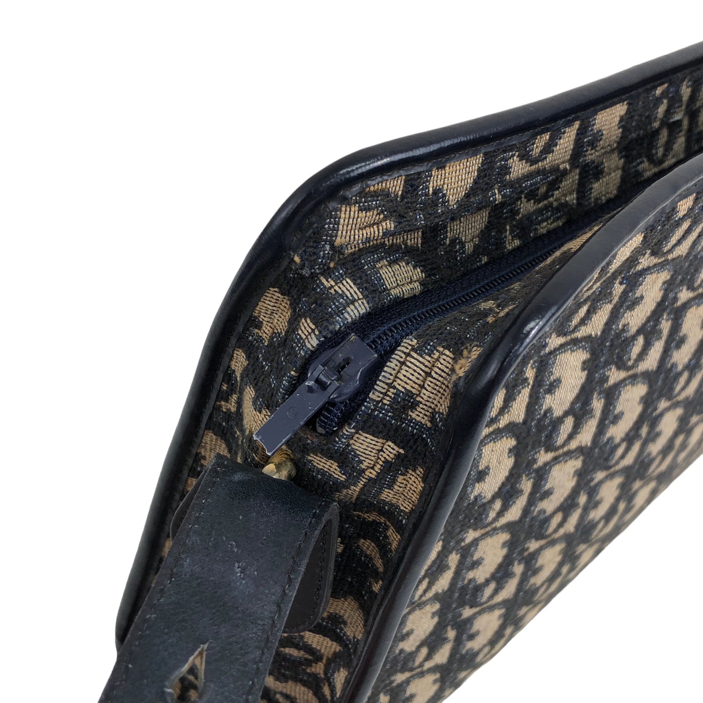 Christian Dior Trotter 提花皮革肩背包 海軍藍 復古 z57hhm