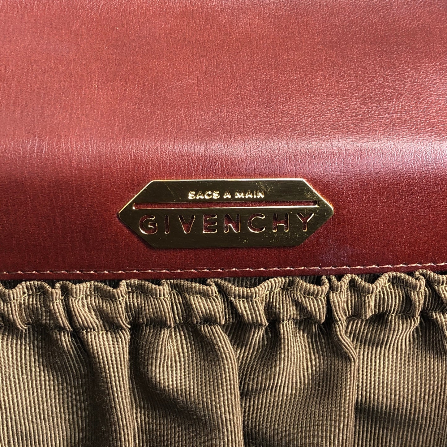 GIVENCHY Gancini Top Handle Handbag Brown Vintage rguu25