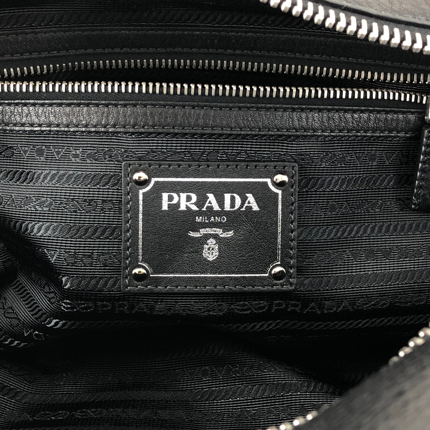 PRADA Logo Embossed Small Boston bag Handbag Black Vintage sdau3h