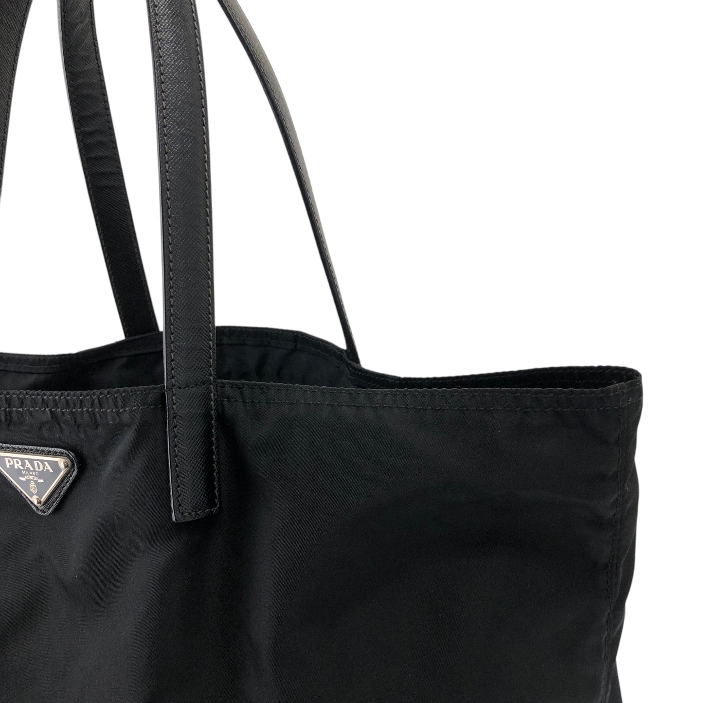 PRADA Triangle Logo Totebag Shoulder bag Black Vintage i2pusx