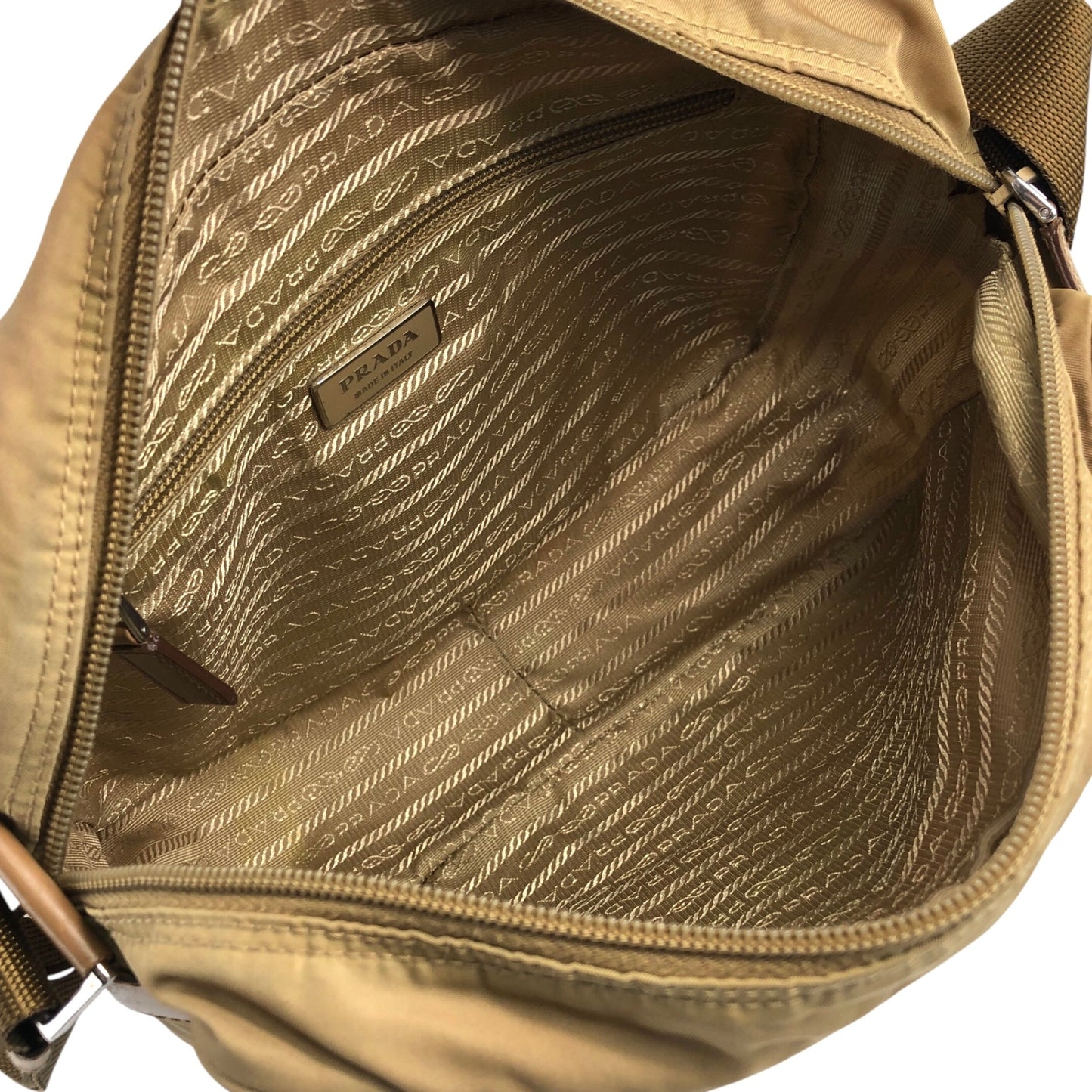 PRADA Triangle Logo Shoulder bag Beige Vintage we3m7k