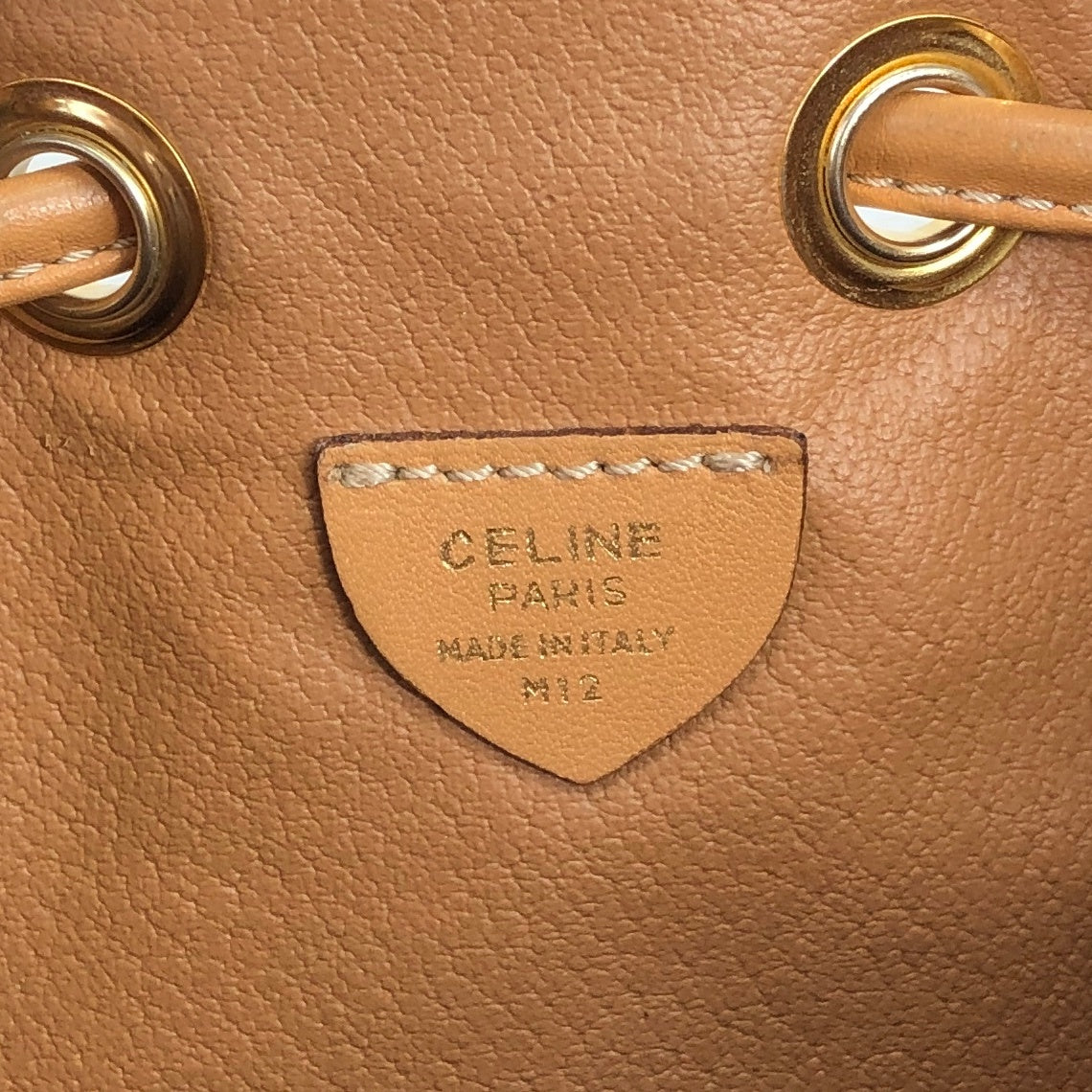 CELINE Macadam Two-way Drawstring Handbag Shoulder bag Beige Vintage jtr86n