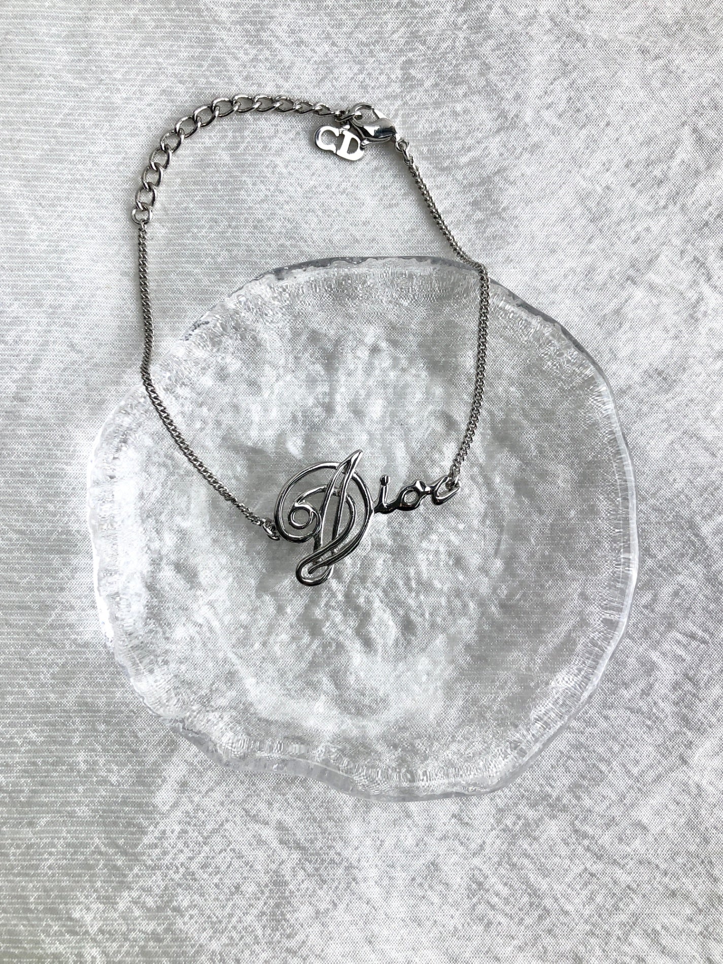 Christian Dior Logo Motif Bracelet Silver Vintage 8fv4hs