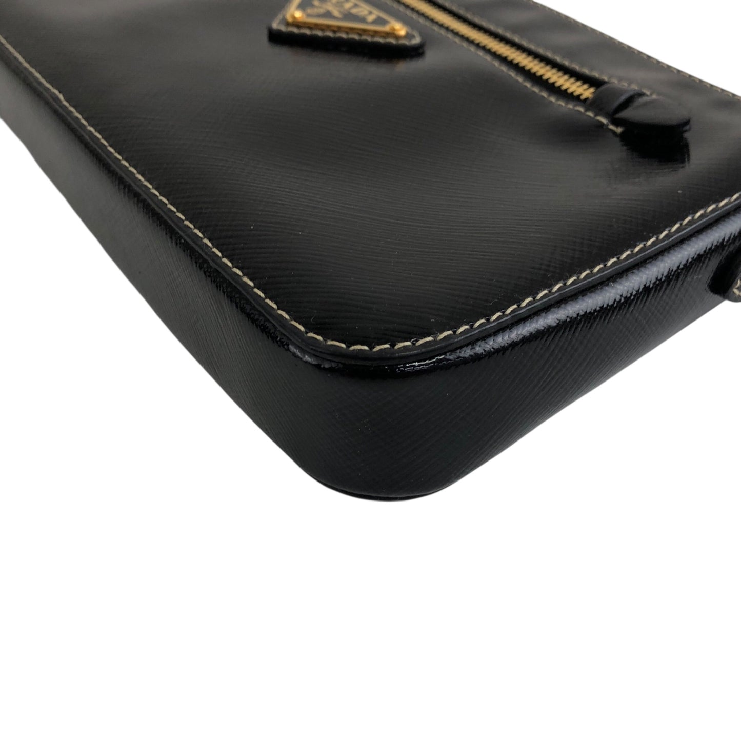 PRADA Triangle Logo Two-way Small Handbag Shoulder bag Black Vintage 4ndzyf