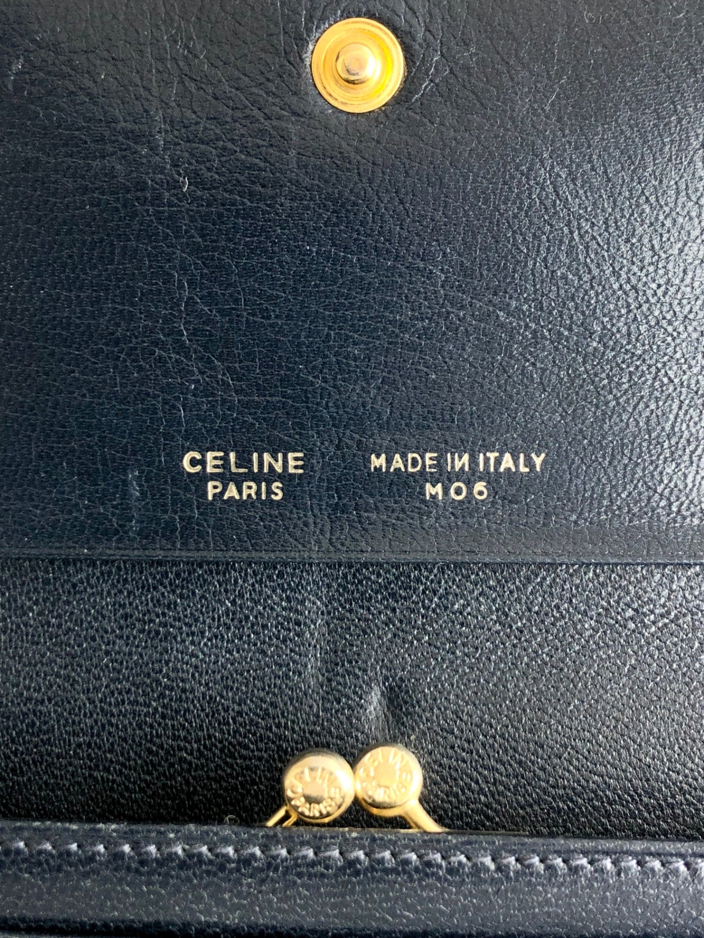 CELINE Blason Long Wallet Navy Vintage c6vgf5