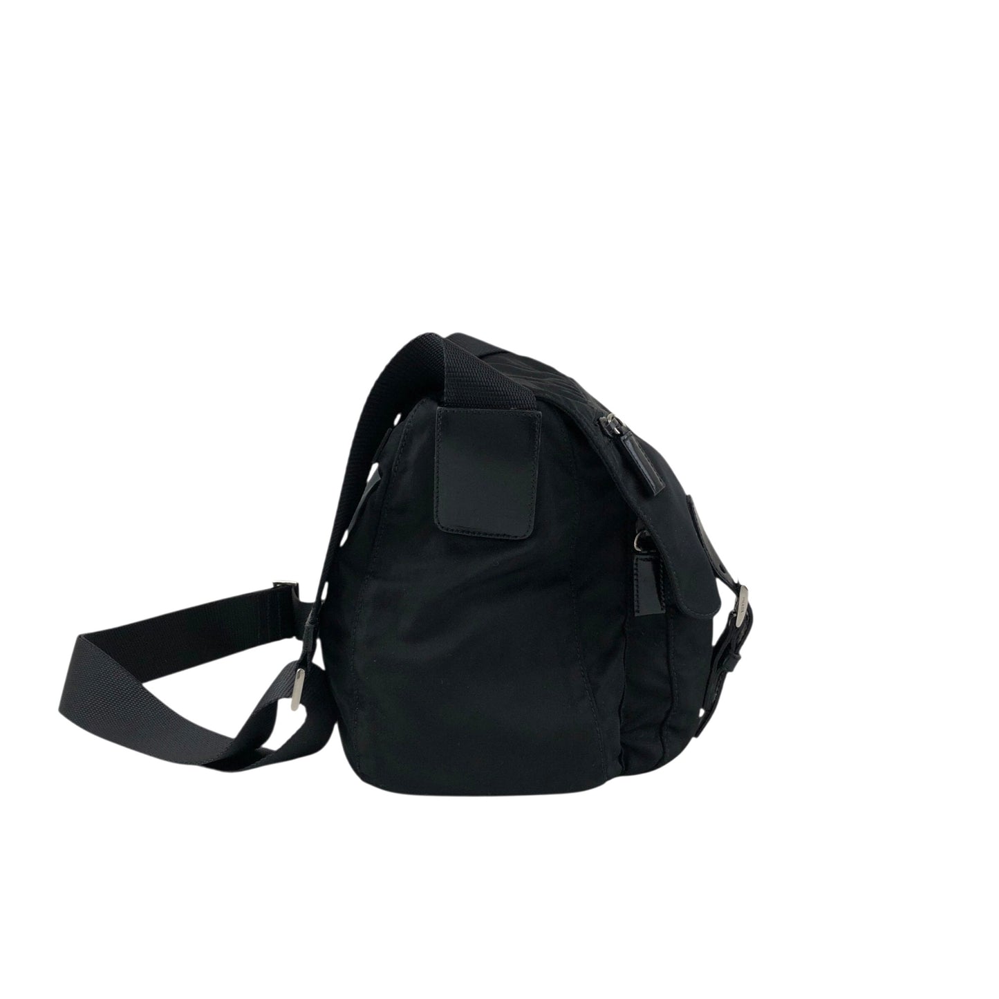 PRADA Tessuto Triangle Logo Shoulder bag Black Vintage wm6a24