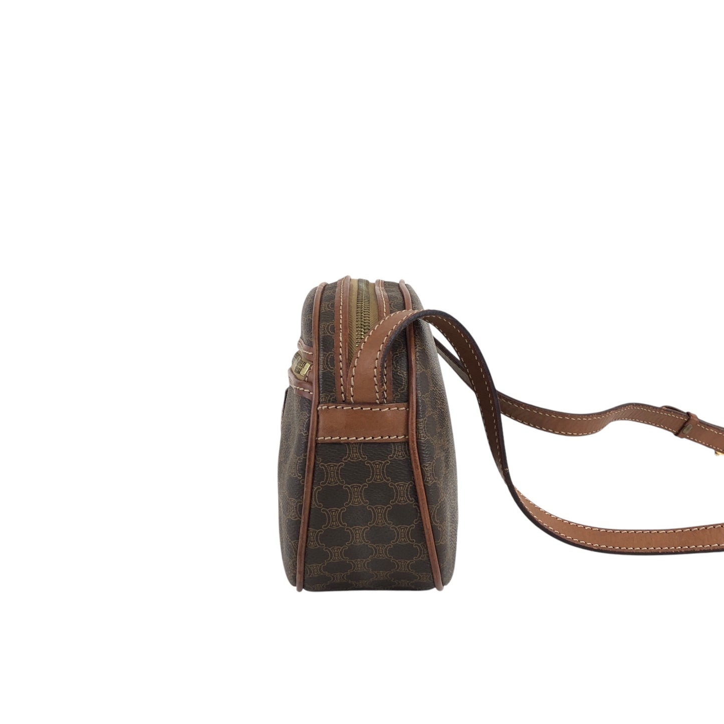 CELINE Macadam Blason Round Shoulder bag Brown Vintage 832m4p