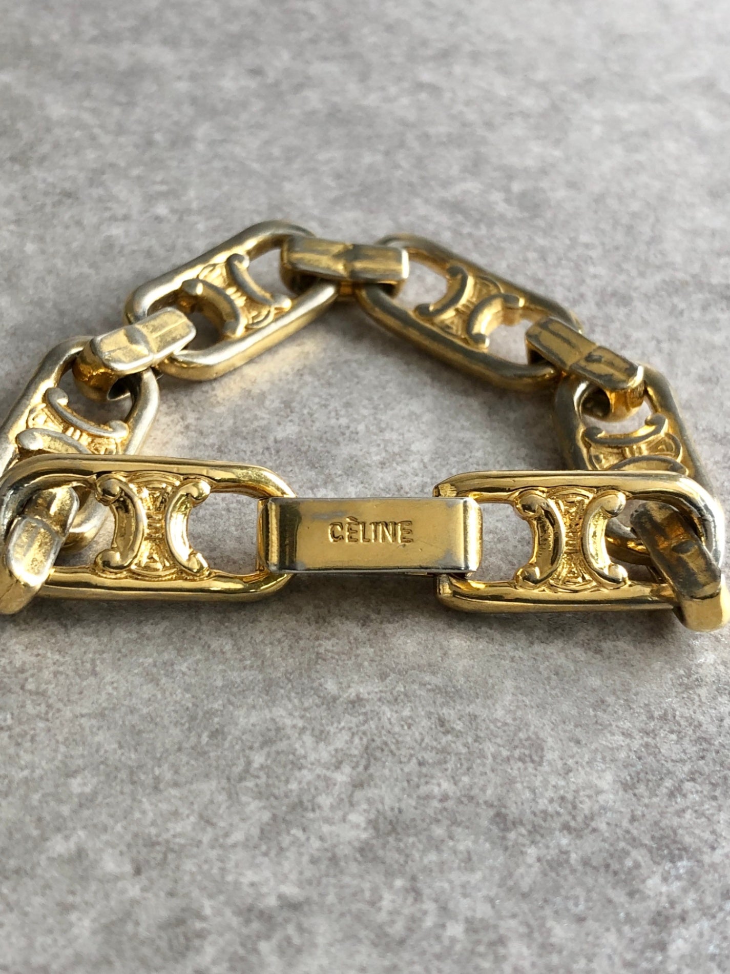 CELINE Triomphe Bracelet Gold Vintage 8z3fdy