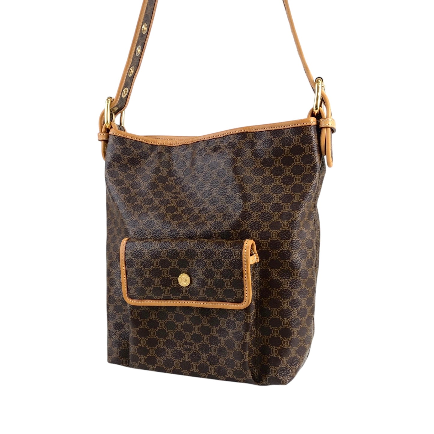CELINE Macadam Shoulder bag Brown Vintage f23gdx