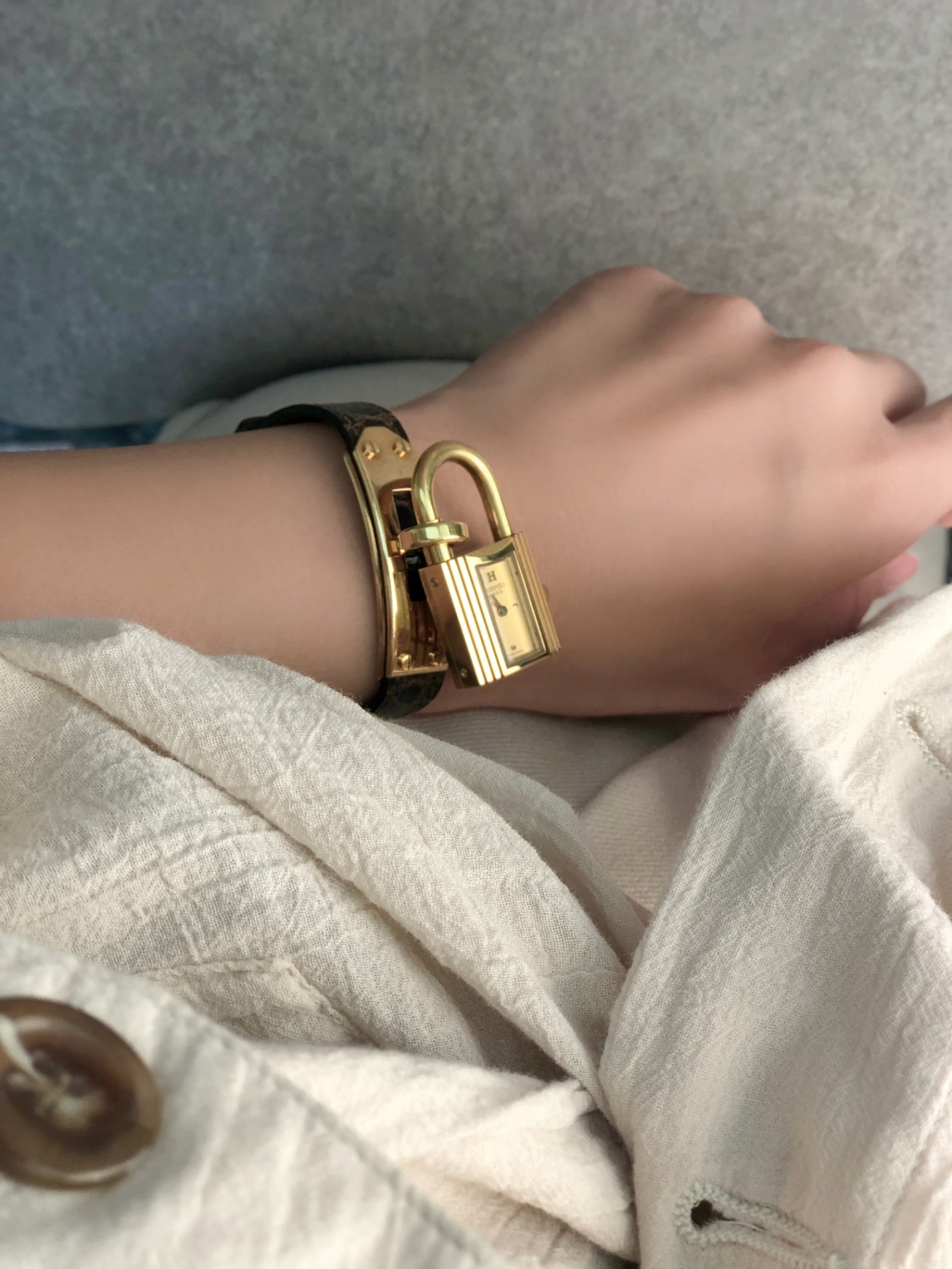HERMES Watch Brown Vintage ih5tvr