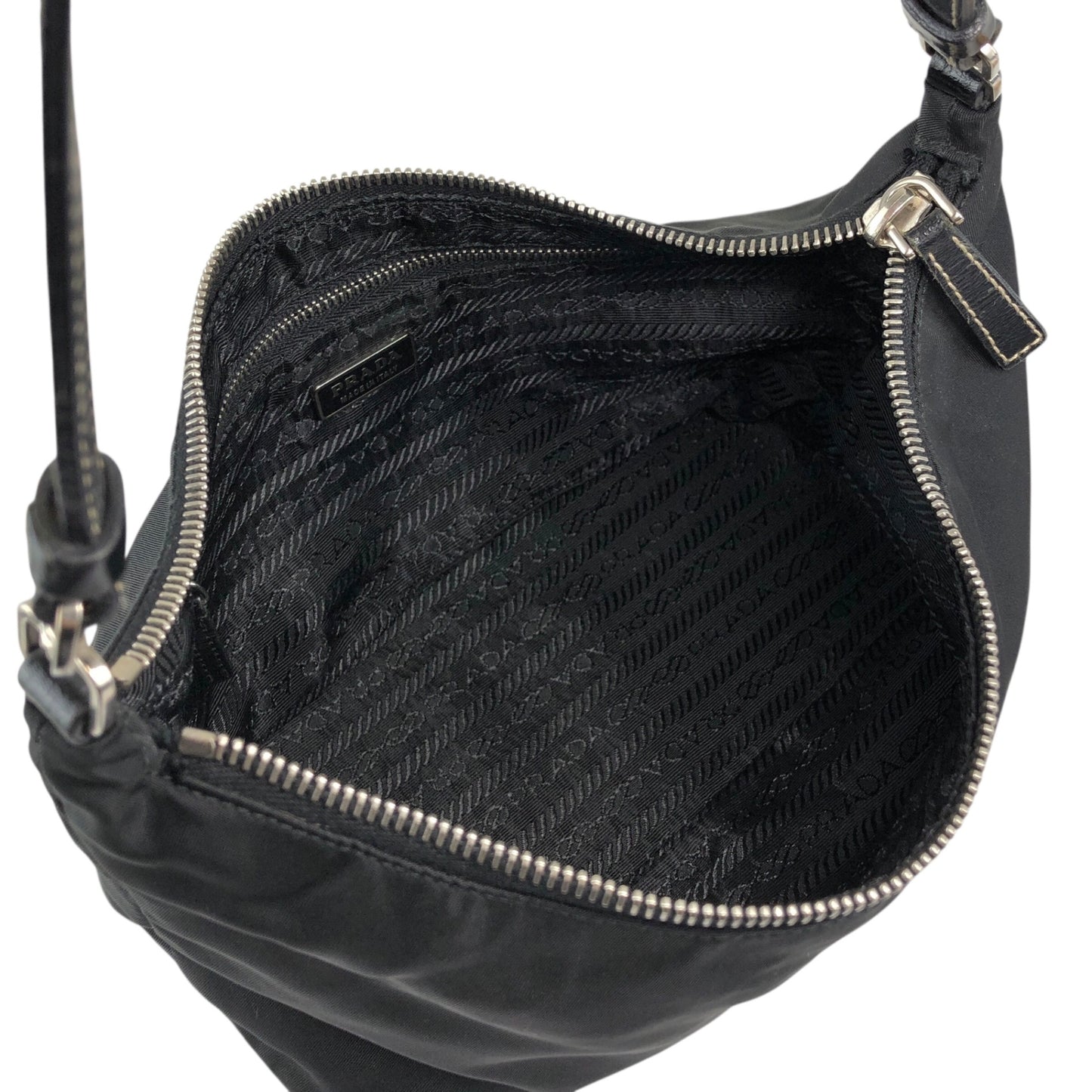 PRADA Tessuto Triangle Logo Small Handbag Black Vintage 2efib2