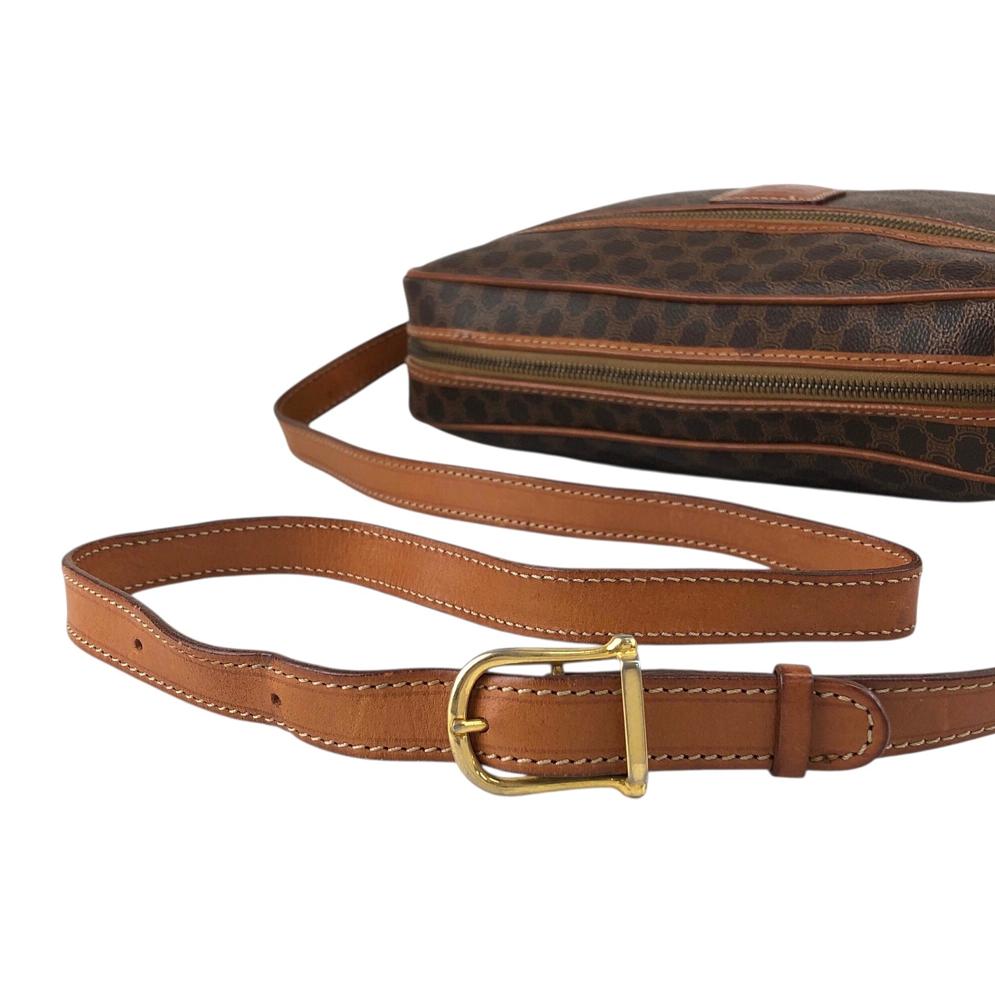 CELINE Macadam Blason Shoulder bag Brown Vintage jbdzhb