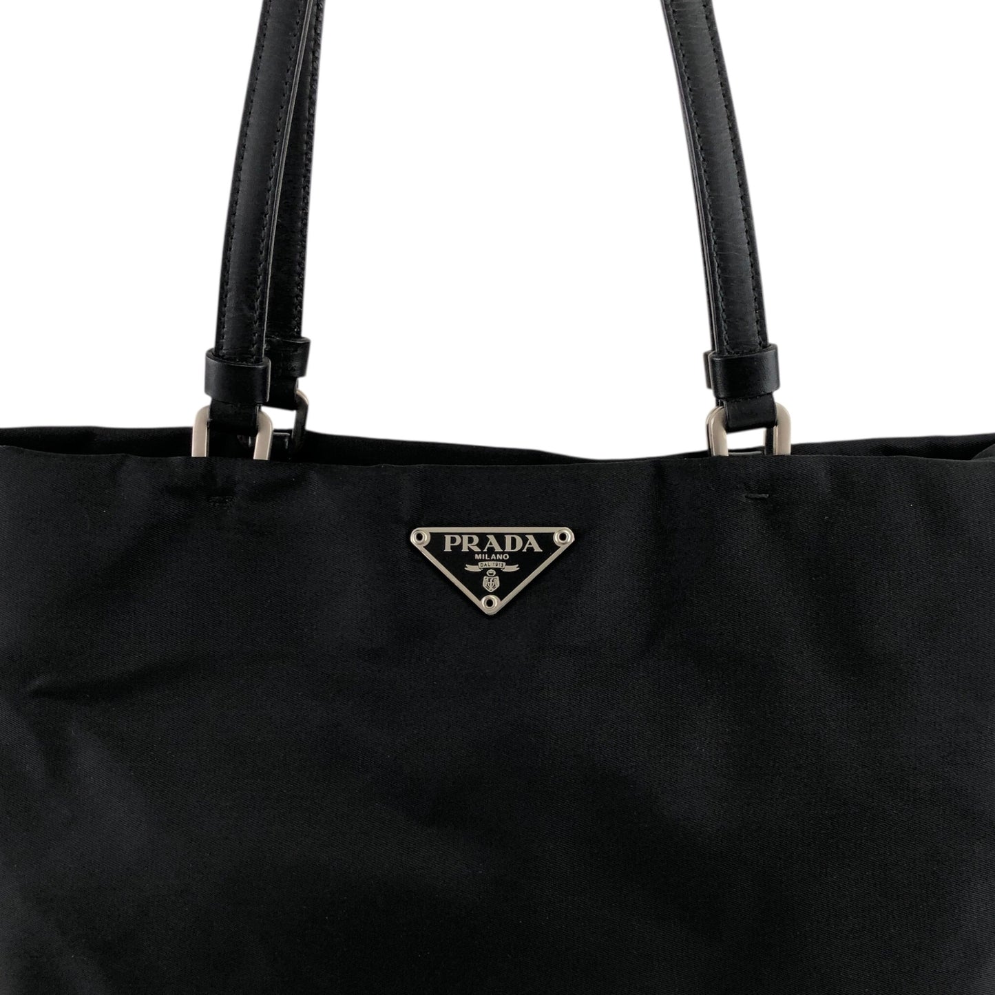 PRADA Triangle Logo Totebag Black Vintage hs4bb2
