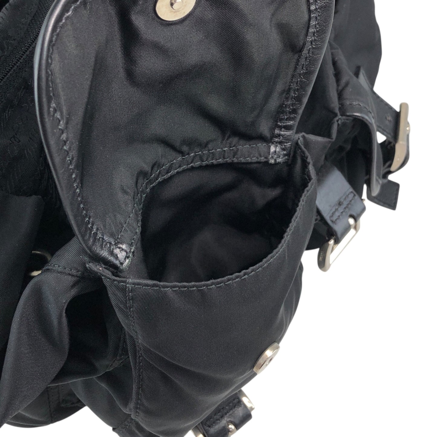 PRADA Tessuto Triangle Logo Backpack Black Vintage rj533h