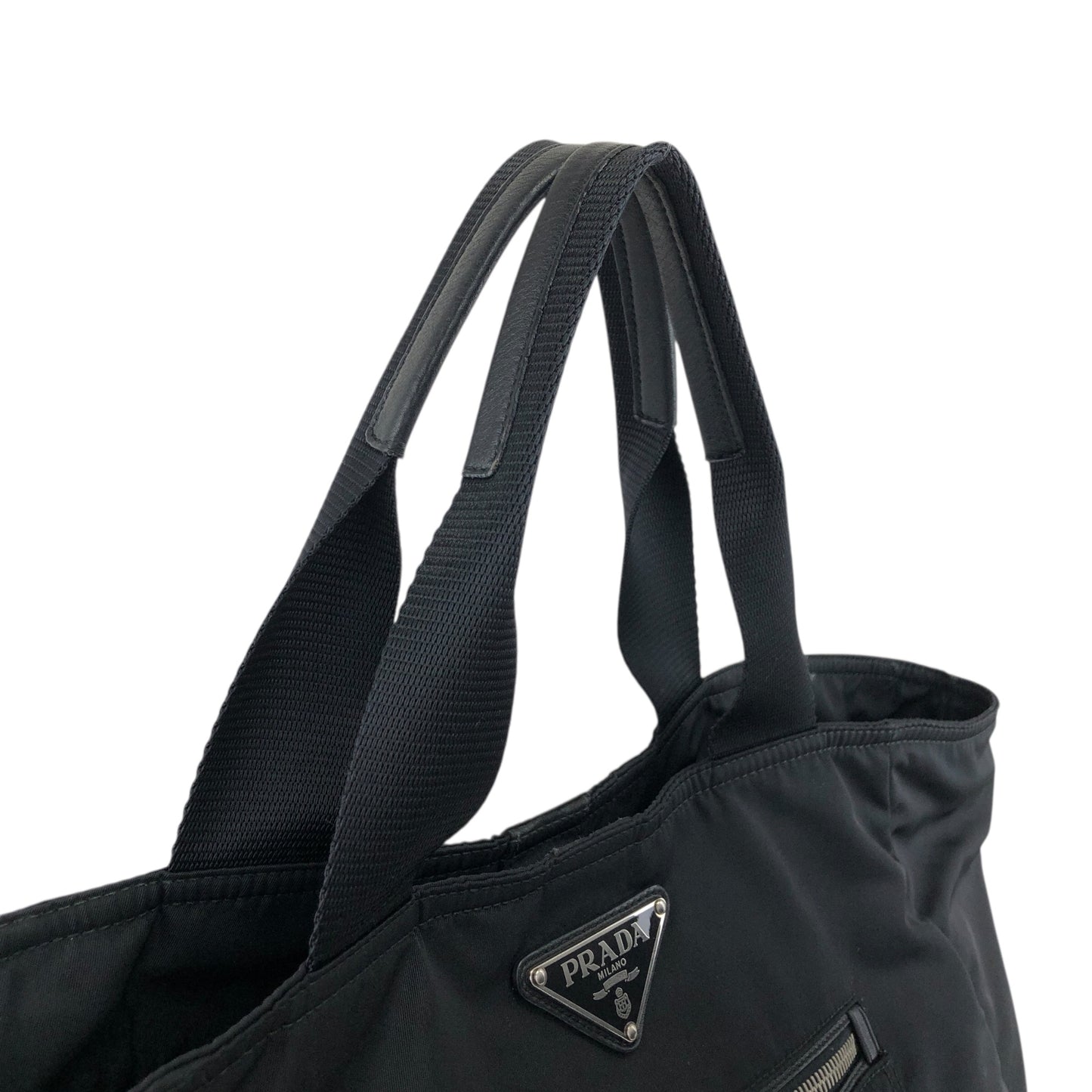 PRADA Triangle Logo Two-way Handbag Shoulder bag Black Vintage 5t57j2