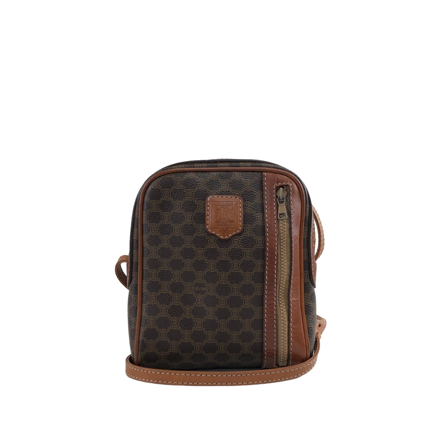 CELINE Macadam Blason Shoulder bag Brown Vintage vbjmjr
