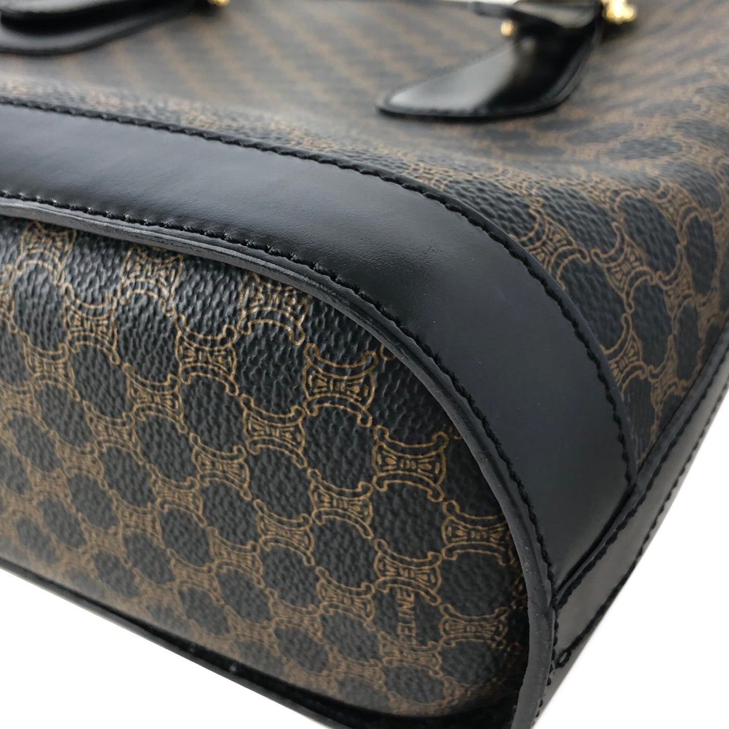 CELINE Macadam Leather Handbag Totebag Black Vintage at6psz