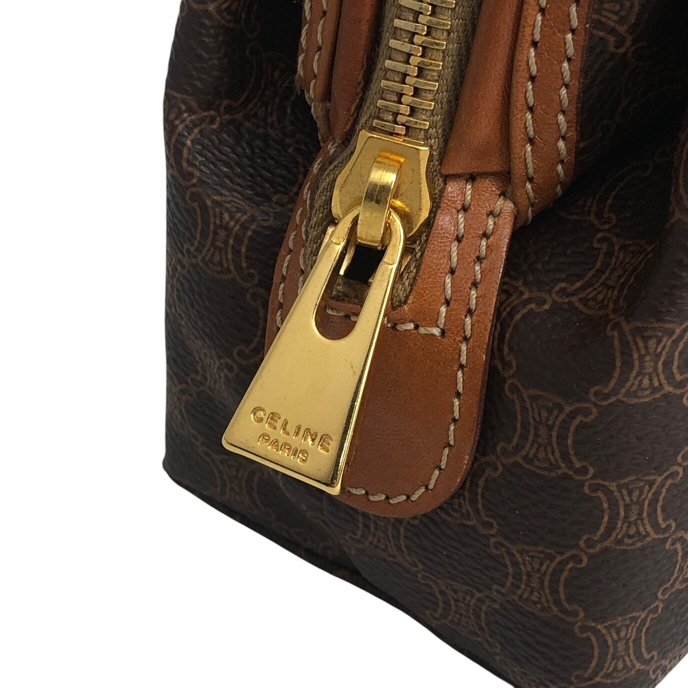 CELINE Macadam Blason Pouch Brown Vintage chci53