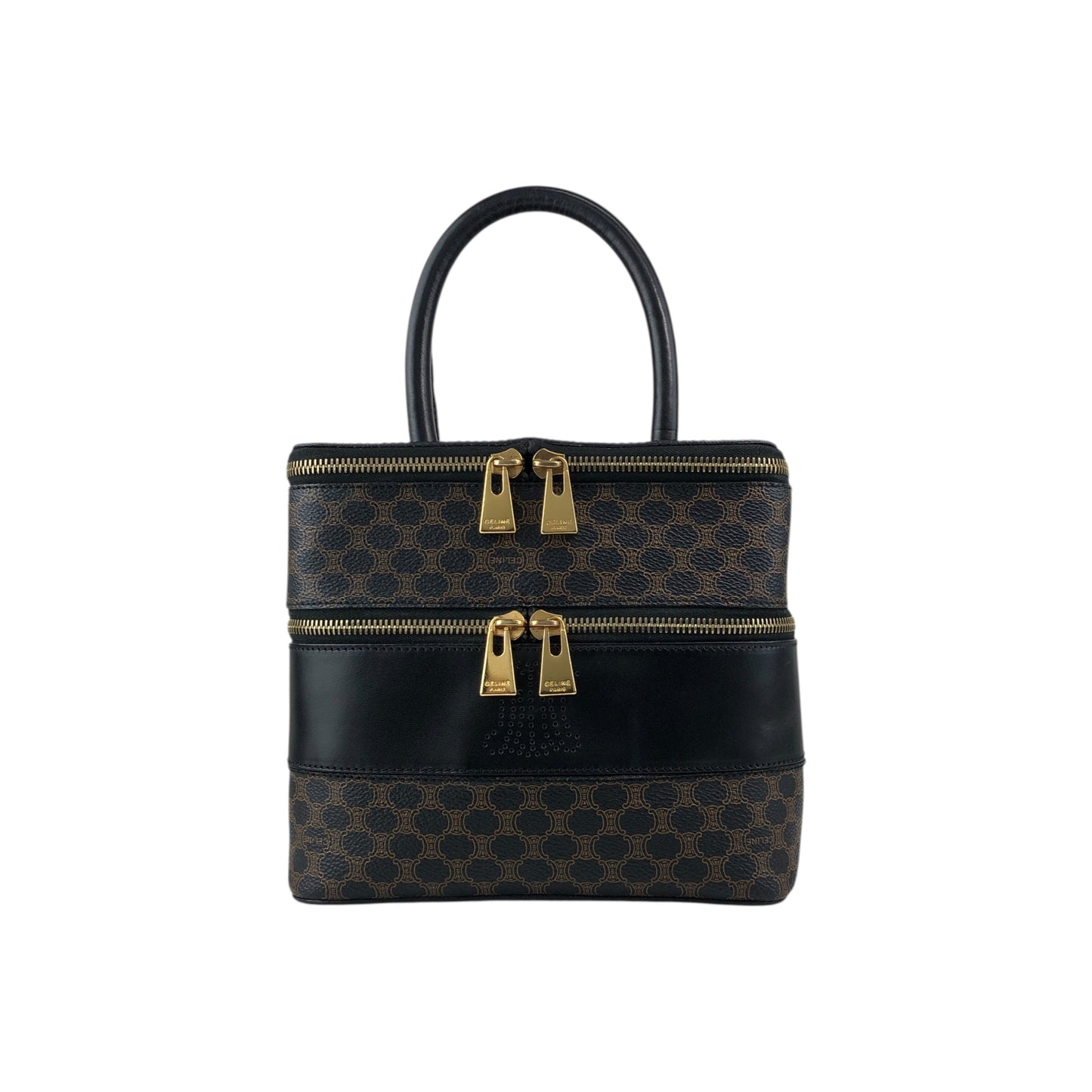 CELINE Macadam Triomphe Handbag Vanity bag Black Vintage utd2i7
