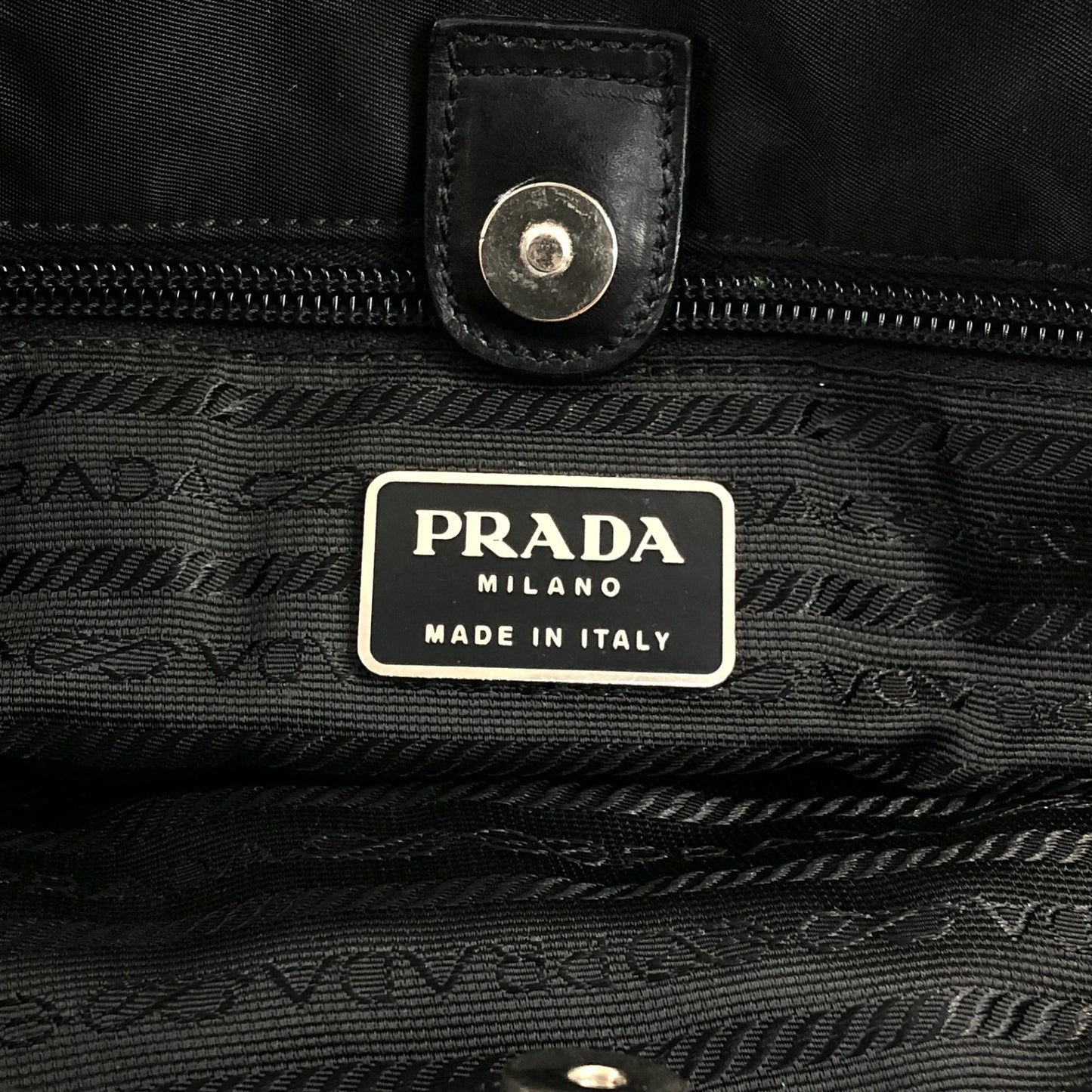 PRADA Triangle Logo Totebag Black Vintage hs4bb2