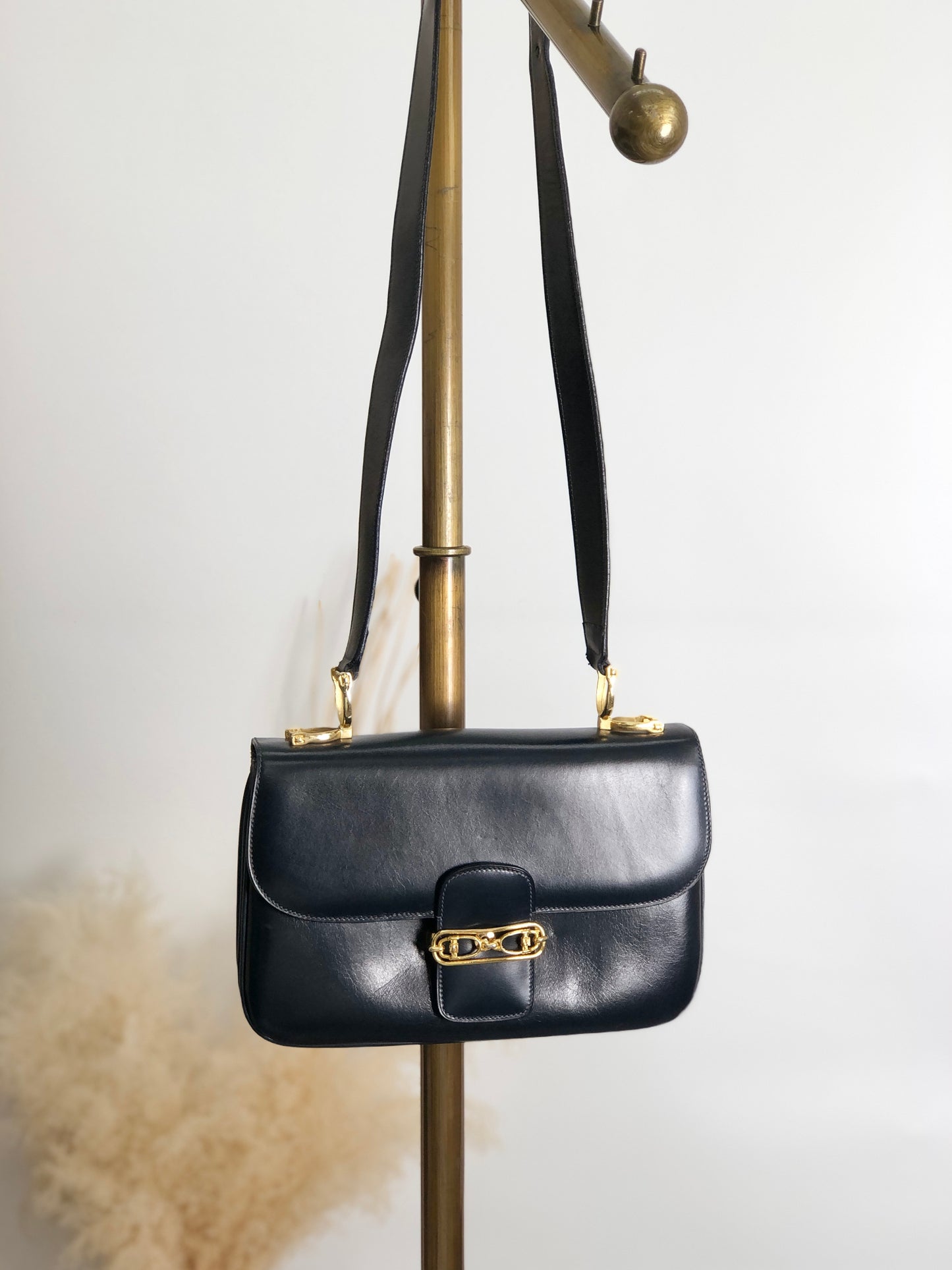 CELINE Horse Bit Shoulder bag Dark Navy Vintage k2egpz