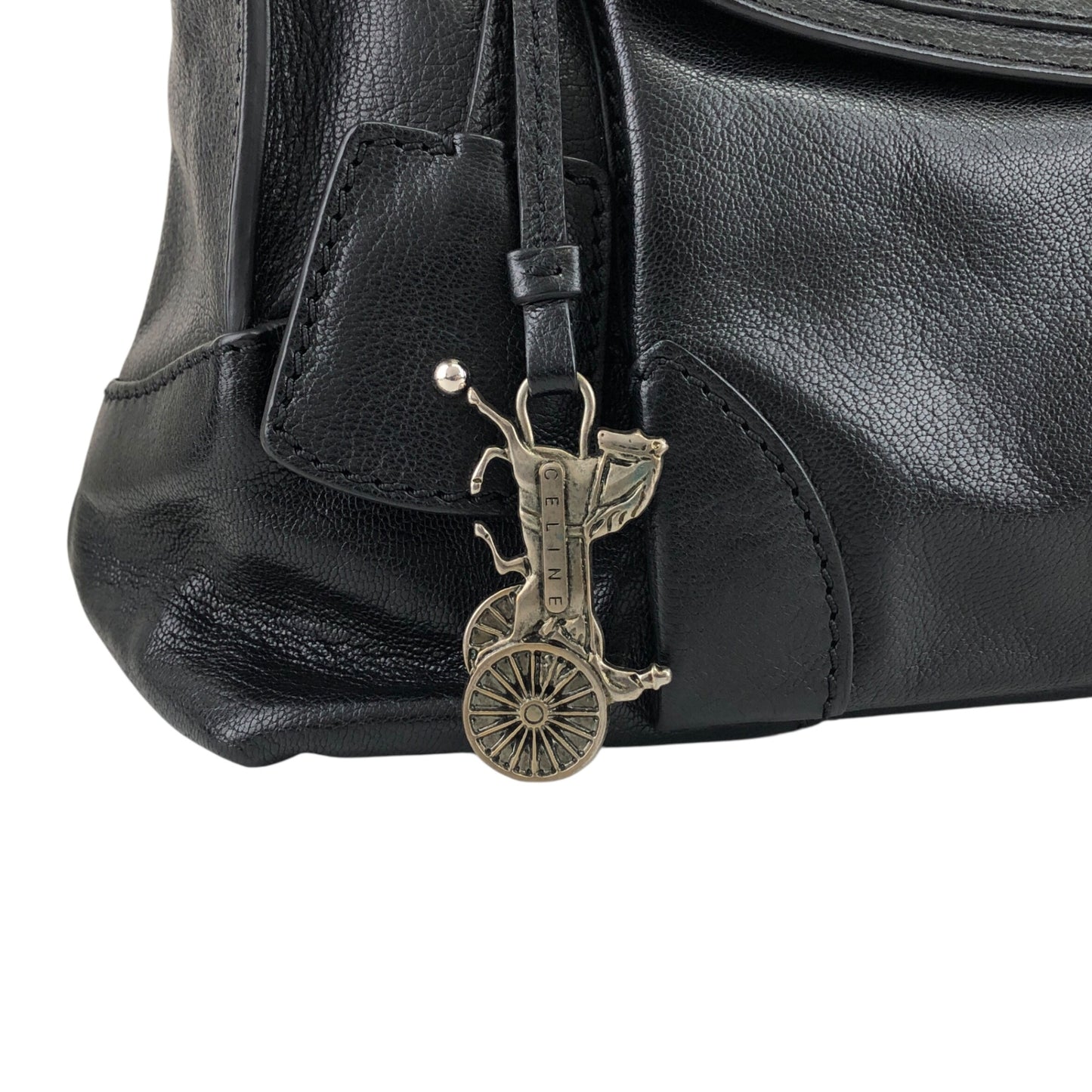 CELINE Horse Carriage Handbag Black Vintage ecwu4y