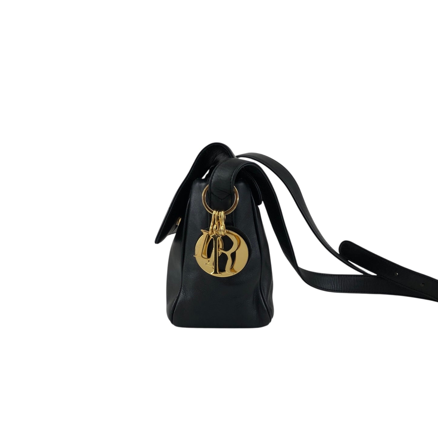 Christian Dior Logo Charm Shoulder bag Black Vintage ssswaj