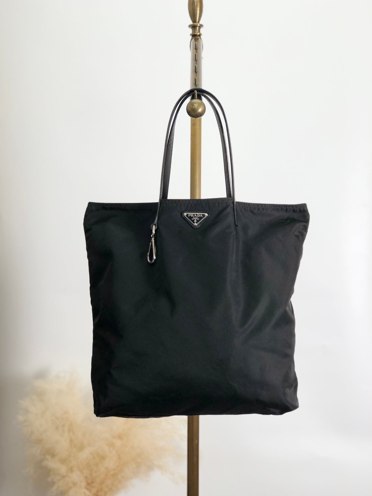 PRADA Triangle Logo Totebag Shoulder bag Black Vintage i2pusx