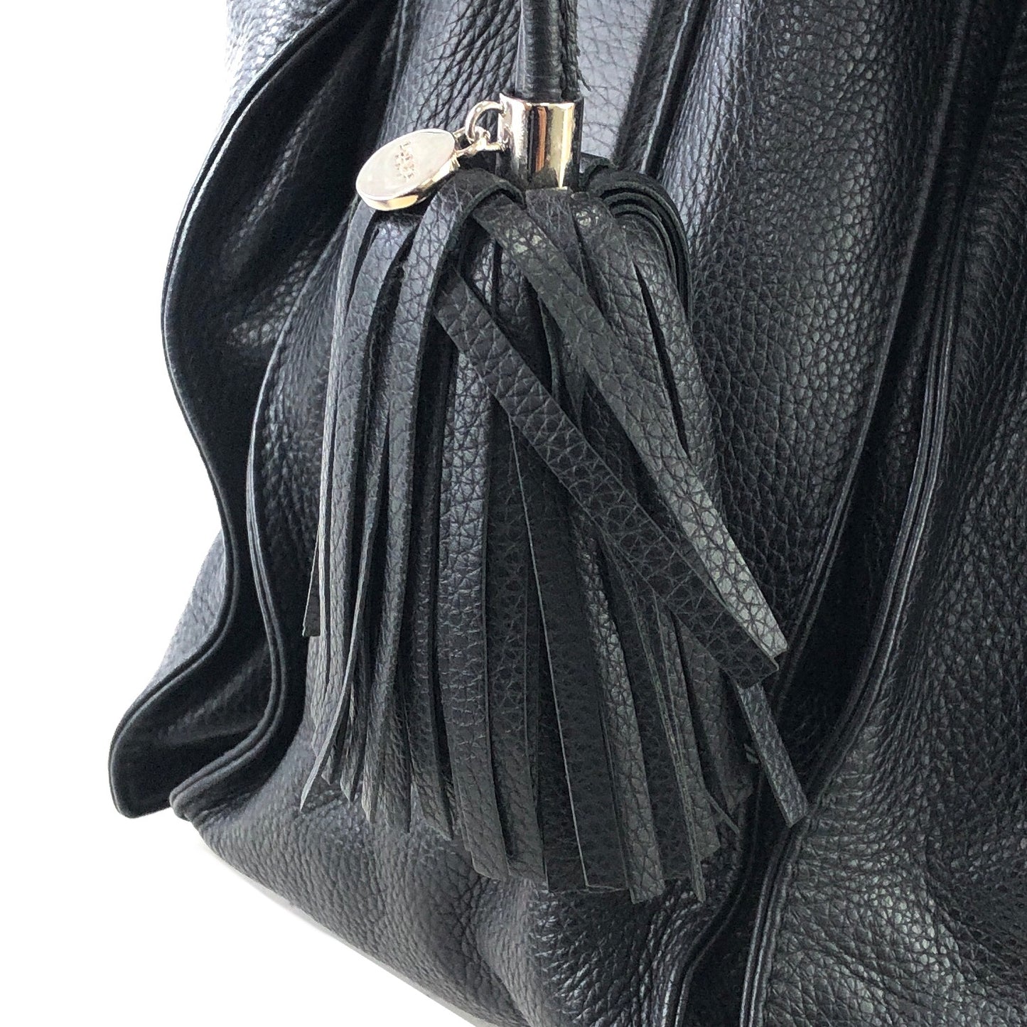 LOEWE Flamenco Tassel Anagram Leather Drawstring Crossbody Shoulder bag Black Vintage a858nd