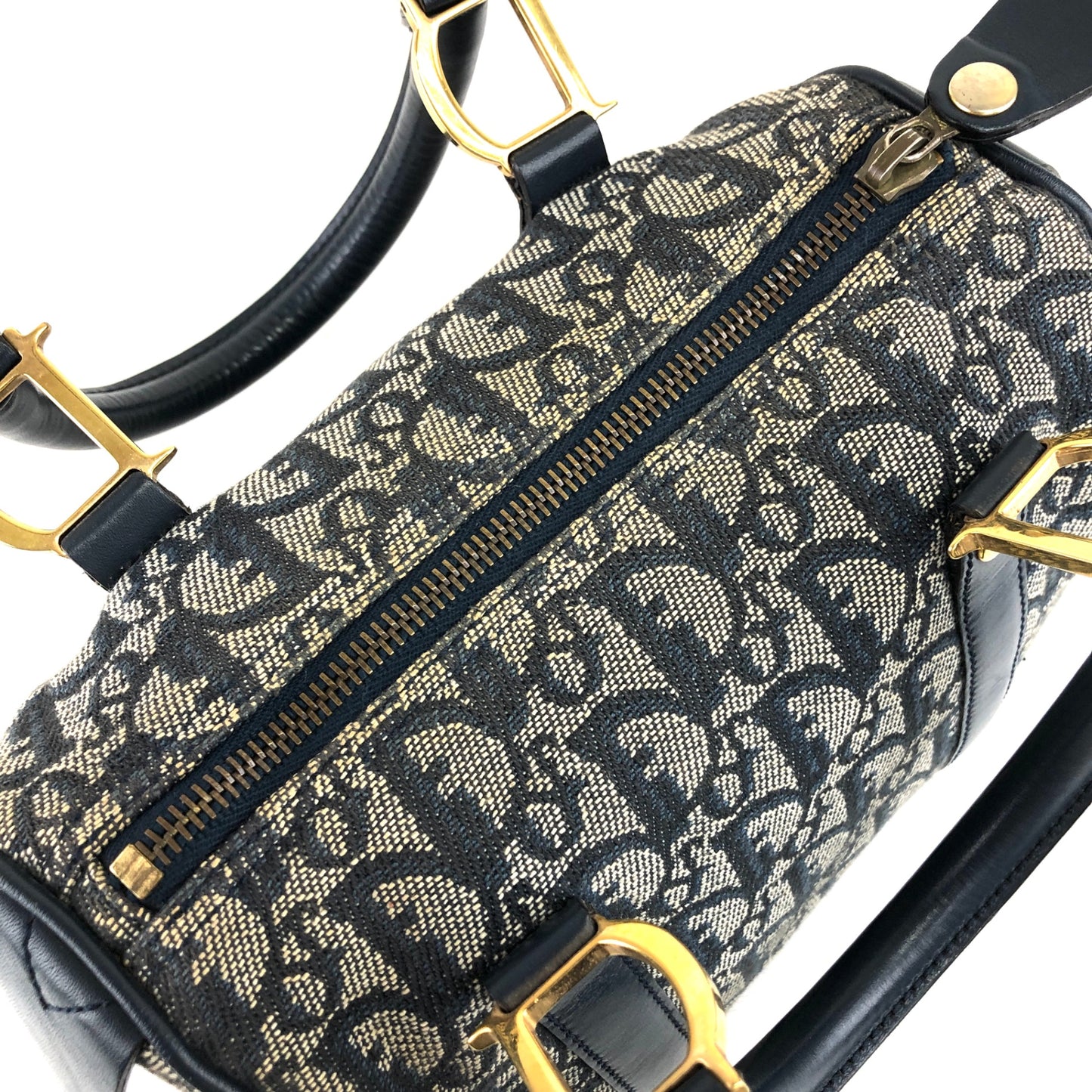 Christian Dior Trotter Padlock Handbag Navy Vintage hua5x2