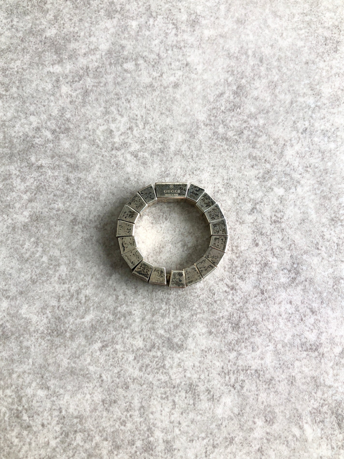 GUCCI 立方體圖案戒指 銀色 復古耳環