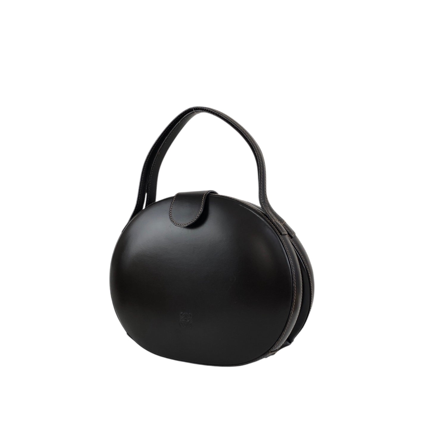 LOEWE Logo Embossed Round Handbag Brown Vintage pyjsv4